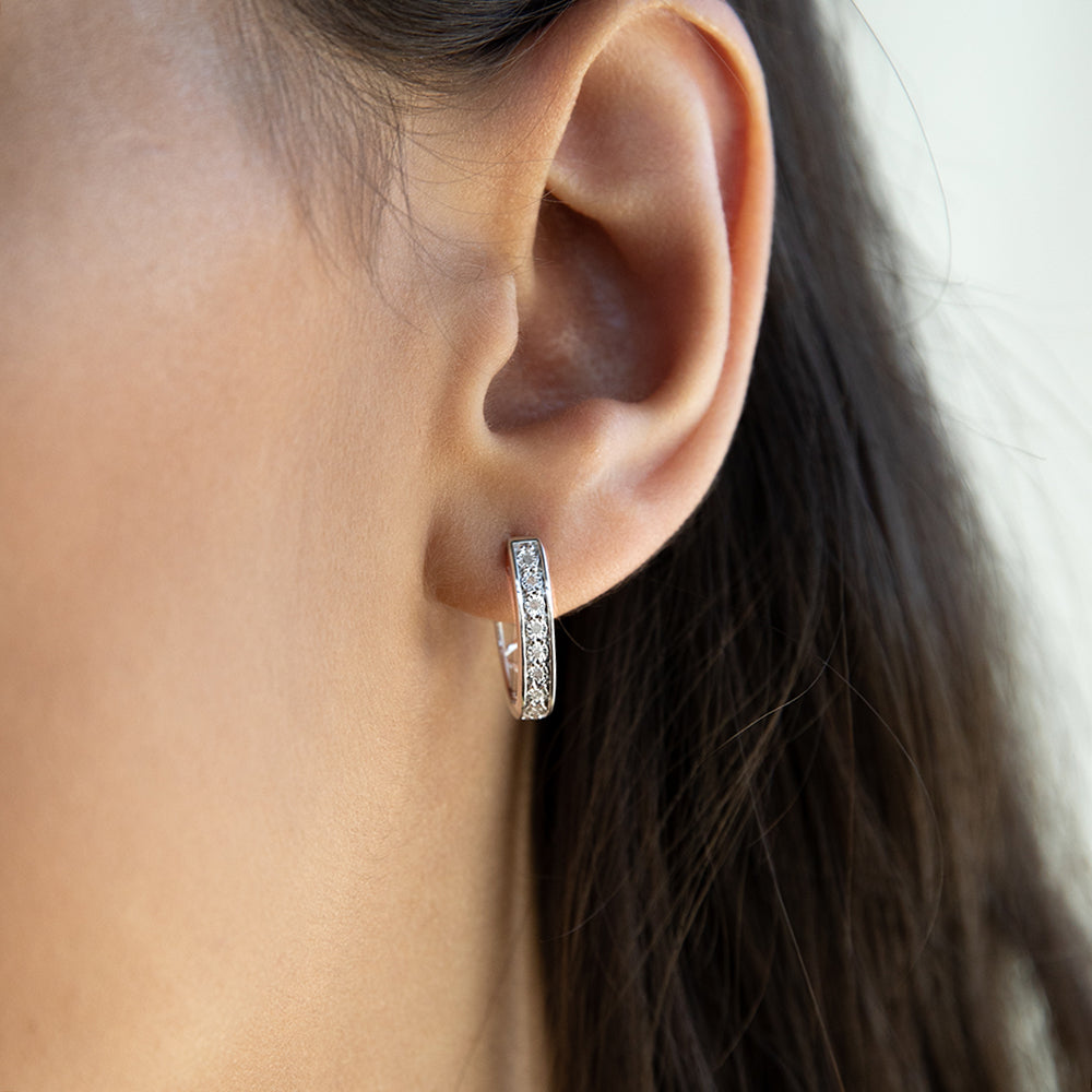 16-Piece Sterling Silver Diamond Hoop Earrings for Women – Perfect for Parties, Weddings & Everyday Elegance