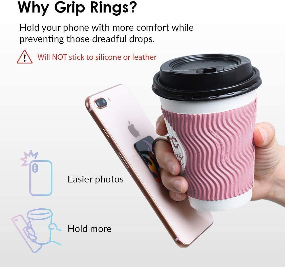 Velvet Caviar Phone Ring Holder - Grip Stand for iPhone & Galaxy (No Silicone/Leather) - Perfect for Selfies & Videos