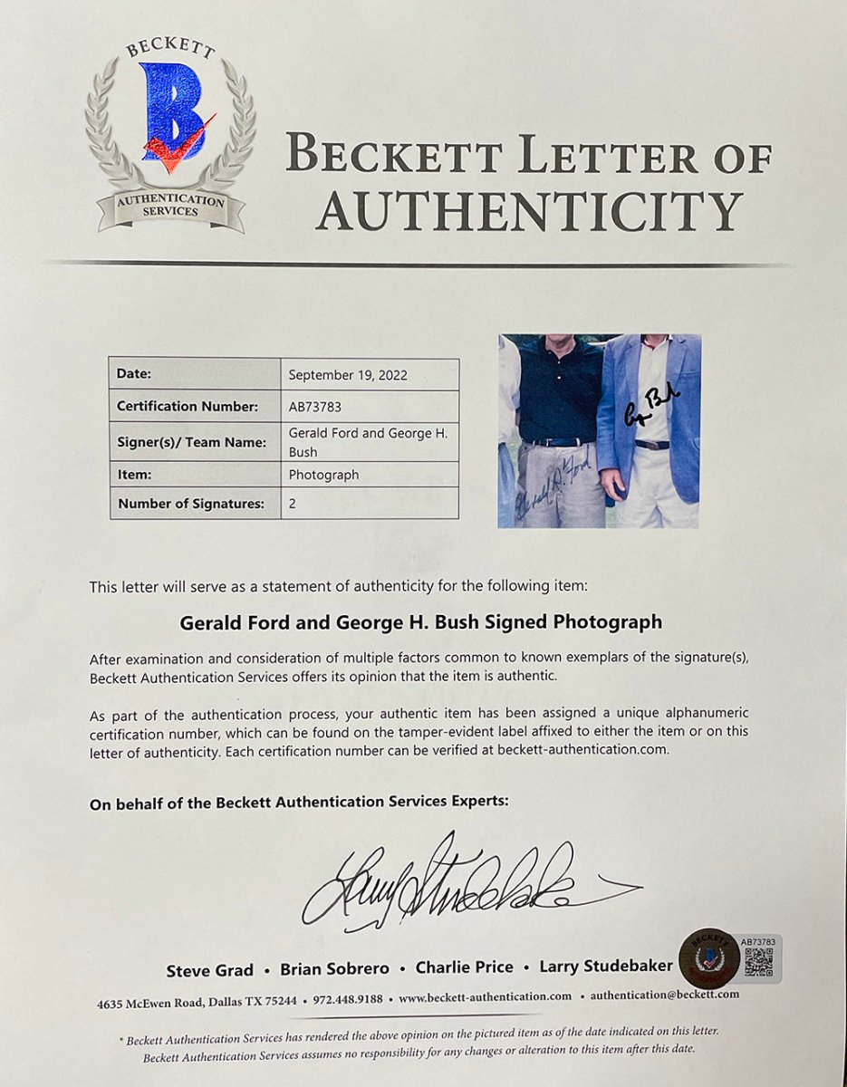 Gerald Ford & George H.W. Bush Autographed Signed Framed 8x10 Photo with BAS LOA - Perfect for Presidential Memorabilia Collectors & History Enthusiasts