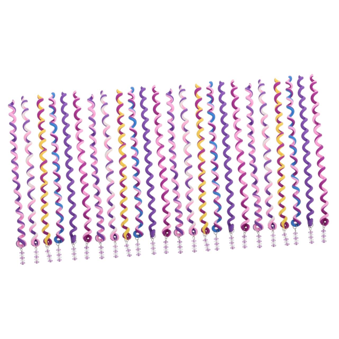FOMIYES 24pcs Spiral Hair Curling Clips - Braiding Tool with Rubber Bands & Hair Beads for Girls - Purple Polymer Clay Hair Waver for Kids - Perfect for School, Parties & DIY Hairstyles
