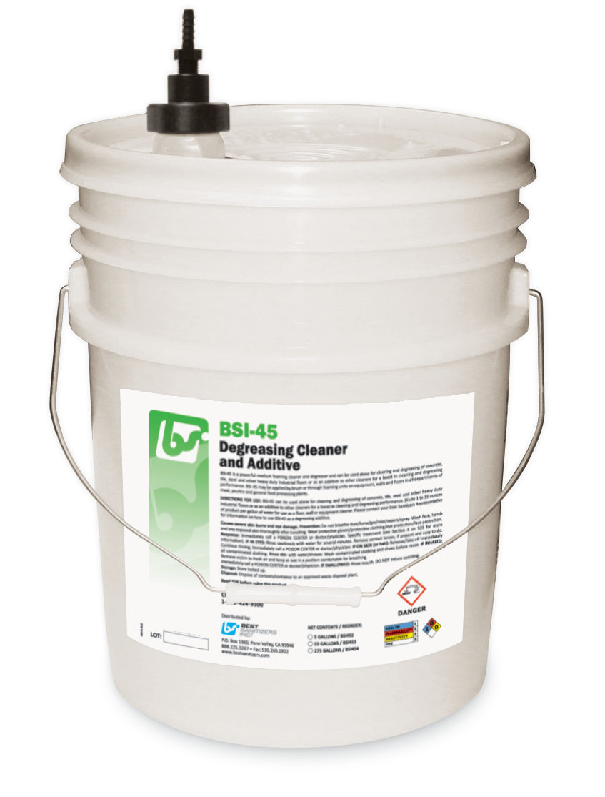 BSI 45 Degreasing Cleaner & Additive - 5 Gallon Pail (1/Each) | Heavy-Duty Industrial Degreaser for Automotive, Machinery & Workshop Cleaning