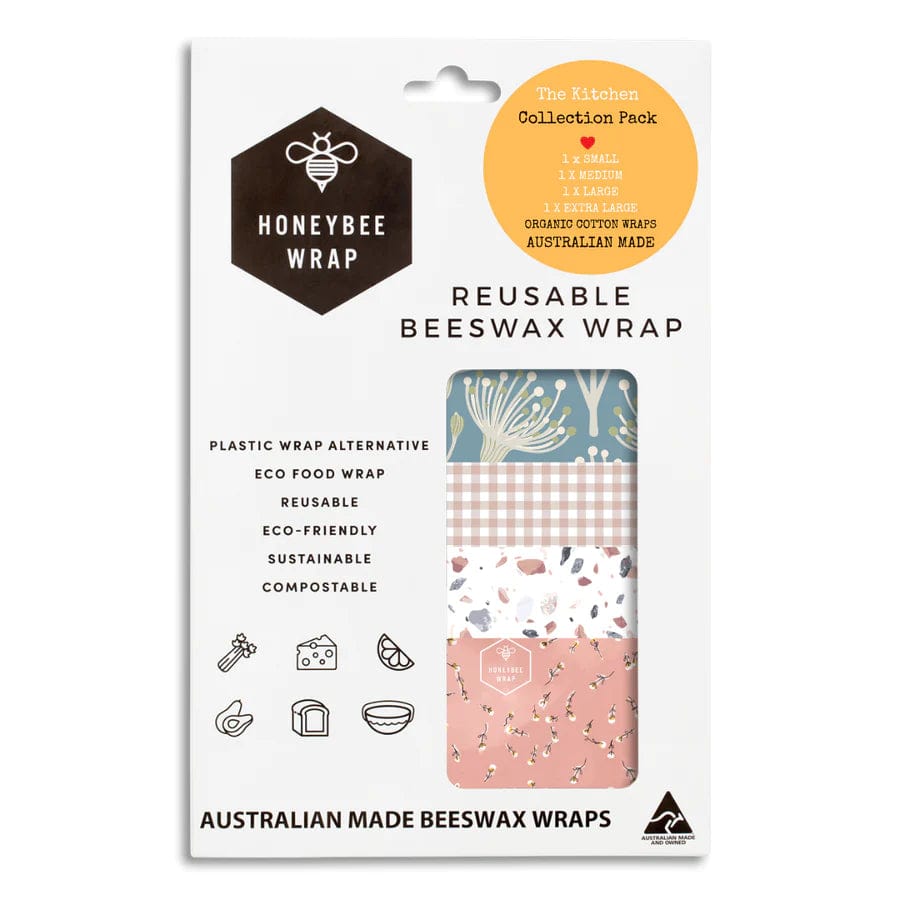 Organic Beeswax Food Wraps Set of 4 - Reusable Eco-Friendly Food Storage for Sandwiches, Fruits & Vegetables - Sustainable Kitchen Wrap Alternative to Plastic