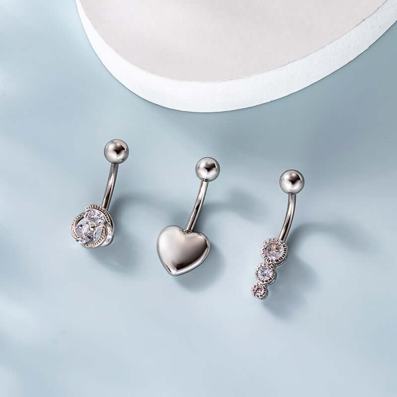 14G Top Mount Fan Shaped Dangle Navel Ring - Stainless Steel Belly Button Piercing Jewelry for Women | Perfect for Summer, Beach, and Festival Outfits