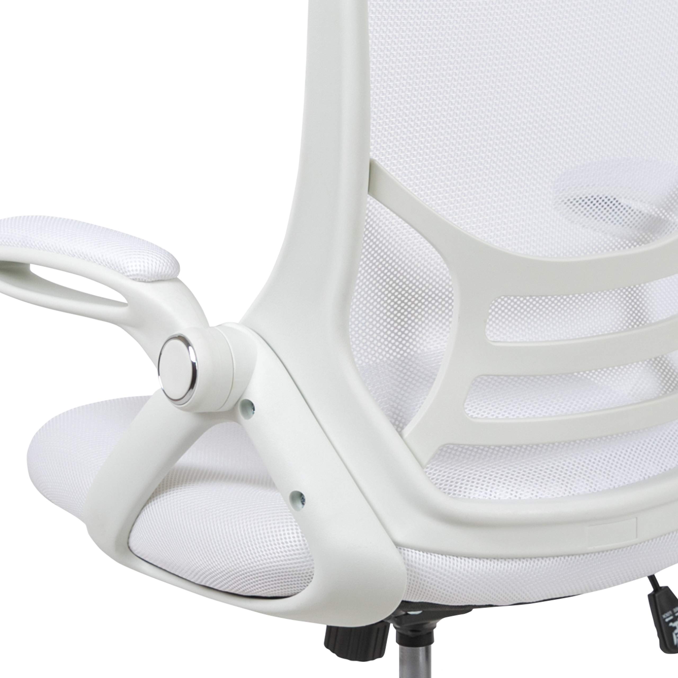 Flash Furniture Porter High-Back Swivel Office Chair with Adjustable Lumbar Support & Height - Ergonomic Mesh Desk Chair with Flip-Up Armrests, White - Perfect for Home Office, Gaming & Workspaces