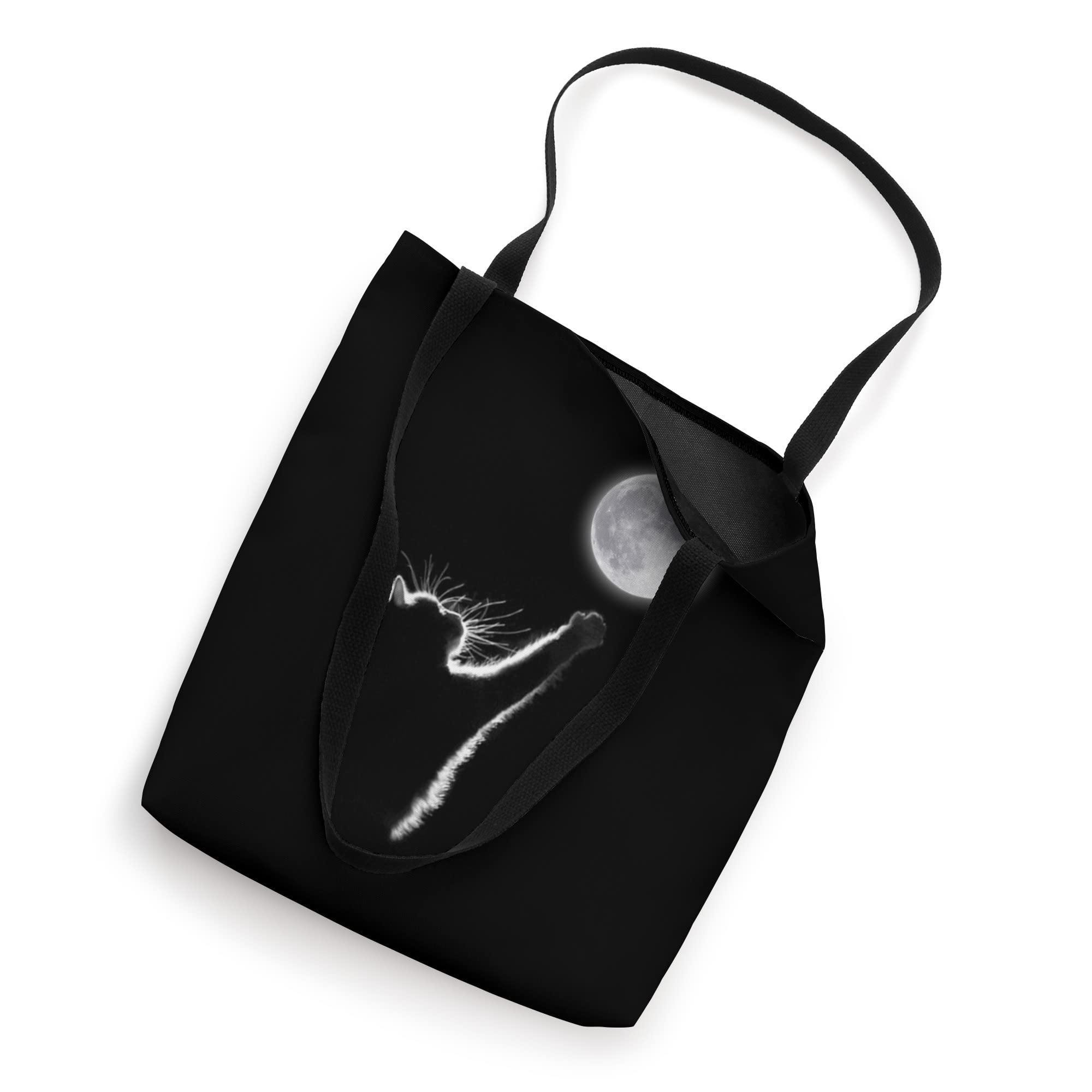 Stylish Cat and Moon Tote Bag for Women, Girls & Kids - Perfect Gift for Cat Lovers | Cute Kitty Mom Purse for Shopping, Beach & Daily Use