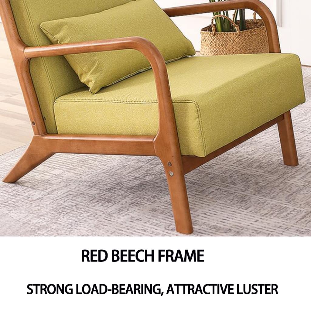 Mid-Century Modern Leather Accent Chair with Wooden Frame & Upholstered Backrest - Elegant Lounge Chair for Living Room, Bedroom, Office & Apartment (Light Grey) - Perfect for Reading, Relaxing & Home Decor
