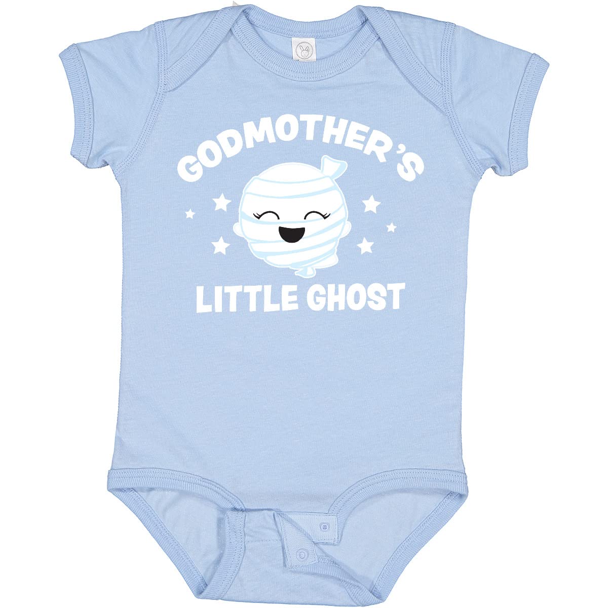 Inktastic Cute Godmother's Little Ghost with Stars Baby Bodysuit - Soft Cotton Infant Onesie for Halloween, Birthday & Family Photo Outfits
