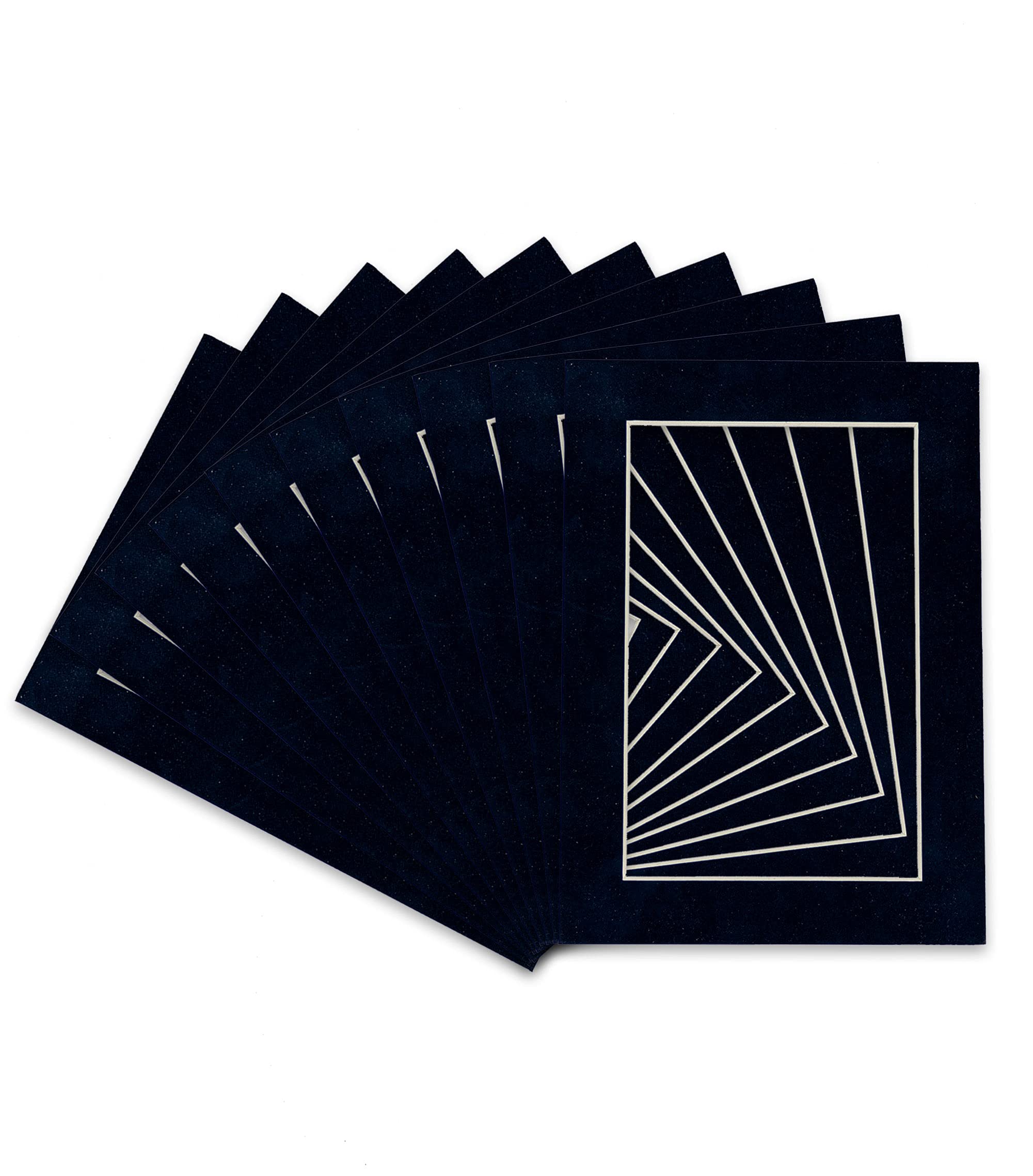 8x10 Navy Suede Picture Matboard for 5x7 Photos - Acid Free, Precut Bevel Cut Mat for 8x10 Frames - Pack of 25 with Backing Boards & Clear Bags - Perfect for Photo Displays, Art Galleries & Home Decor