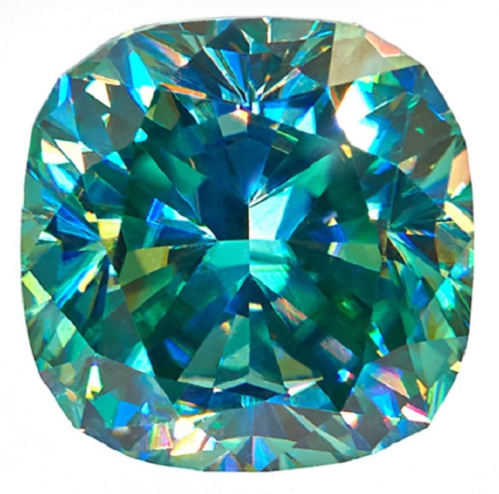 2.50CT Loose Green Moissanite Gemstone - VVS1 Clarity Cushion Cut for Vintage Rings, Jewelry & Watches | Perfect for Engagement Rings, Wedding Bands & Luxury Jewelry Making