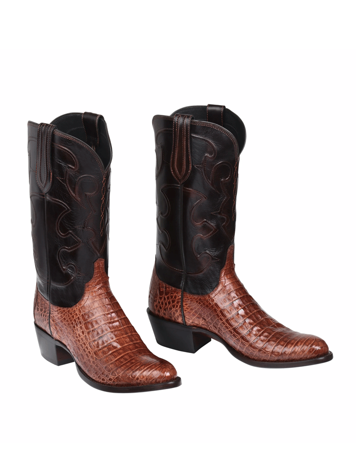 Lucchese M1635.R4 Men's Charles Belly Caiman Boots in Sienna Dark Brown - Premium Cowboy Boots for Western Wear & Country Fashion