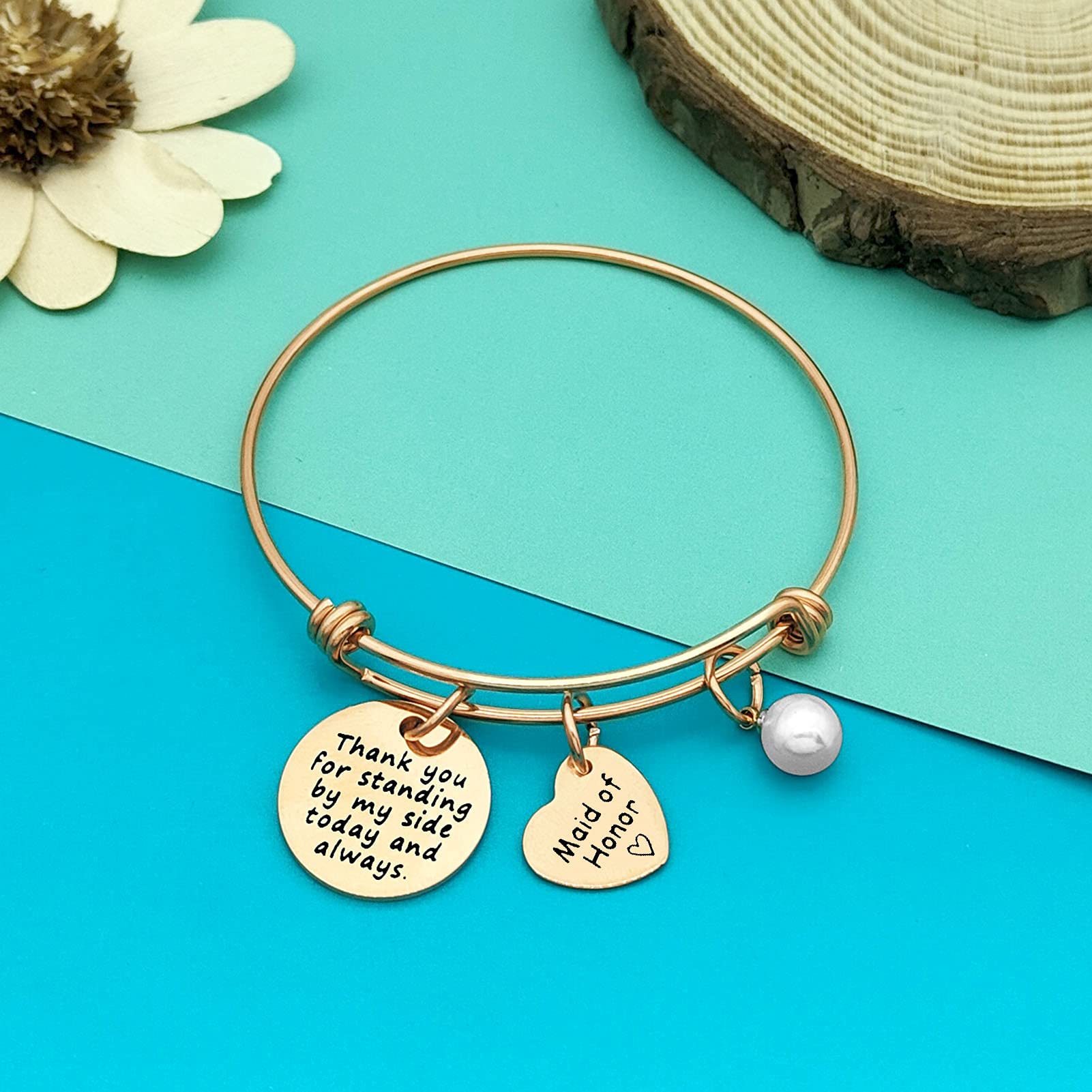 Adjustable Bridesmaid Bracelet - Elegant Wedding Jewelry Gift for Best Friend, Sister & Matron of Honor - Thank You & Appreciation Gift for Bridal Party - Perfect for Weddings, Bachelorette Parties & Special Occasions