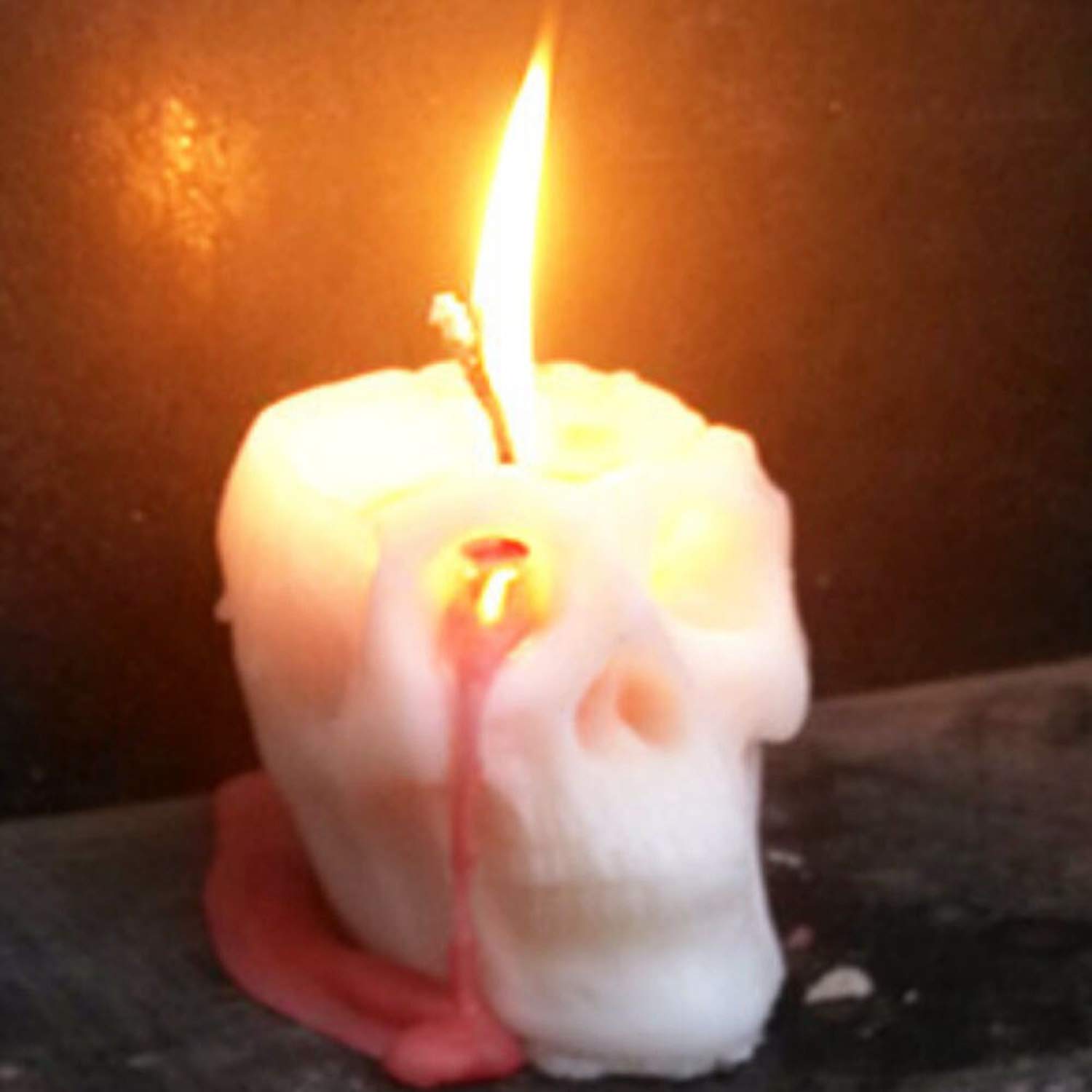 Bleeding Skull Candle - Unscented Tea Light for Halloween Decor
