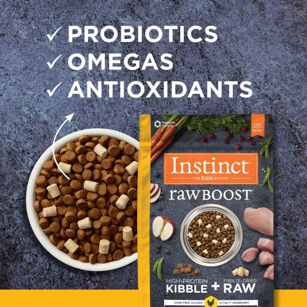 Instinct Raw Boost Grain-Free Dry Dog Food with Real Chicken - High Protein Kibble for Adult Dogs - Perfect for Active Pets & Training Rewards