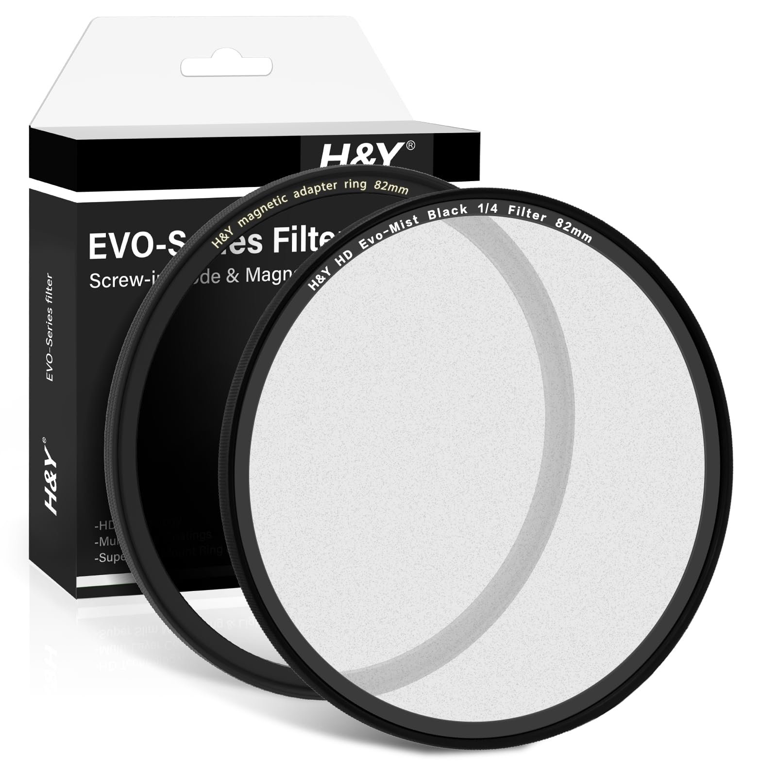 H&Y 82mm Black Mist 1/4 Diffusion Filter with Magnetic Adapter Ring - EVO Series for Cinematic Photography & Videography - Perfect for Portraits, Weddings, and Low-Light Scenes