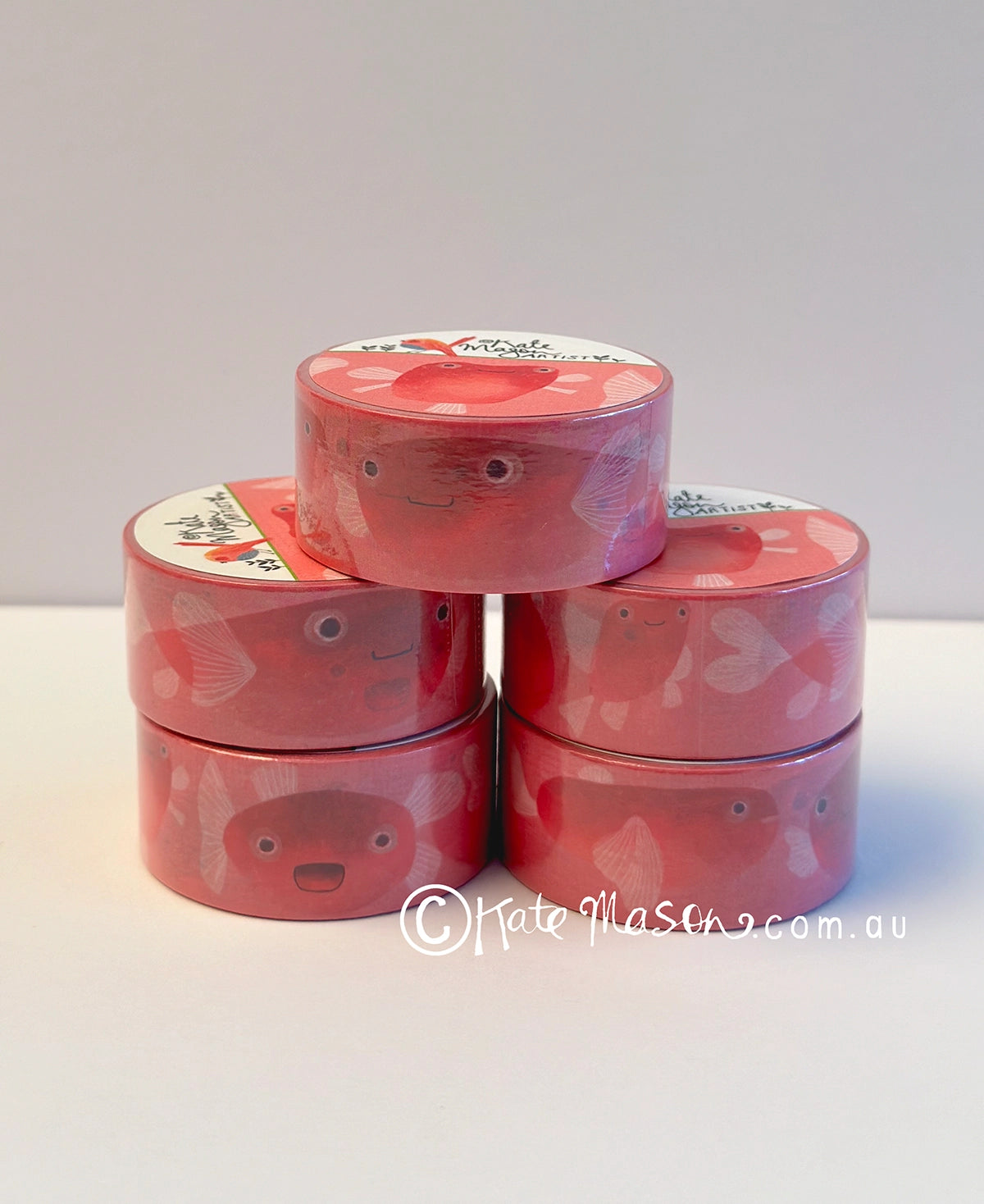 Blowfish Pink Washi Tape - Decorative Japanese Paper Tape for Scrapbooking, Journaling, DIY Crafts, Gift Wrapping & Home Decor