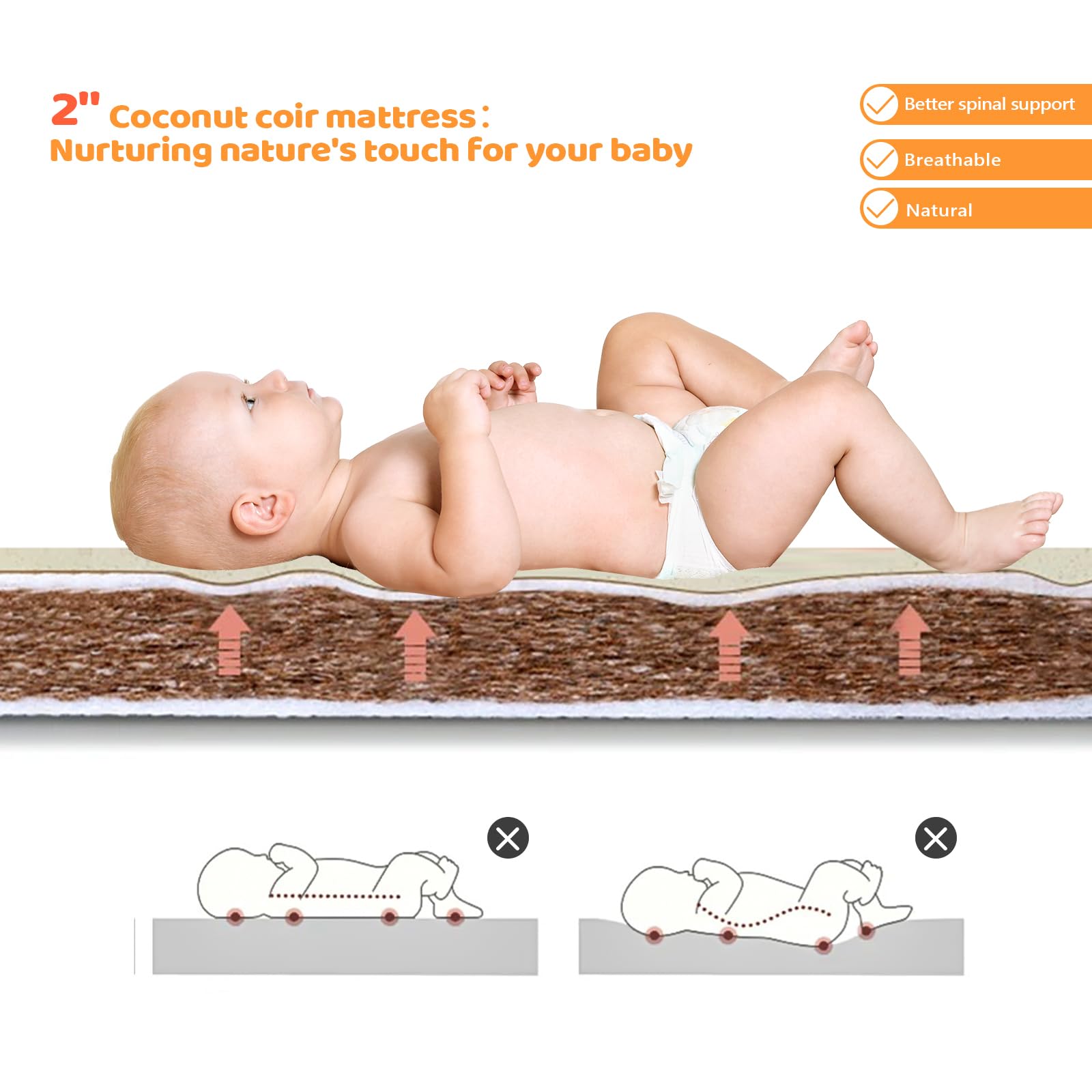 JOYMOR 8-in-1 Convertible Baby Crib with 2