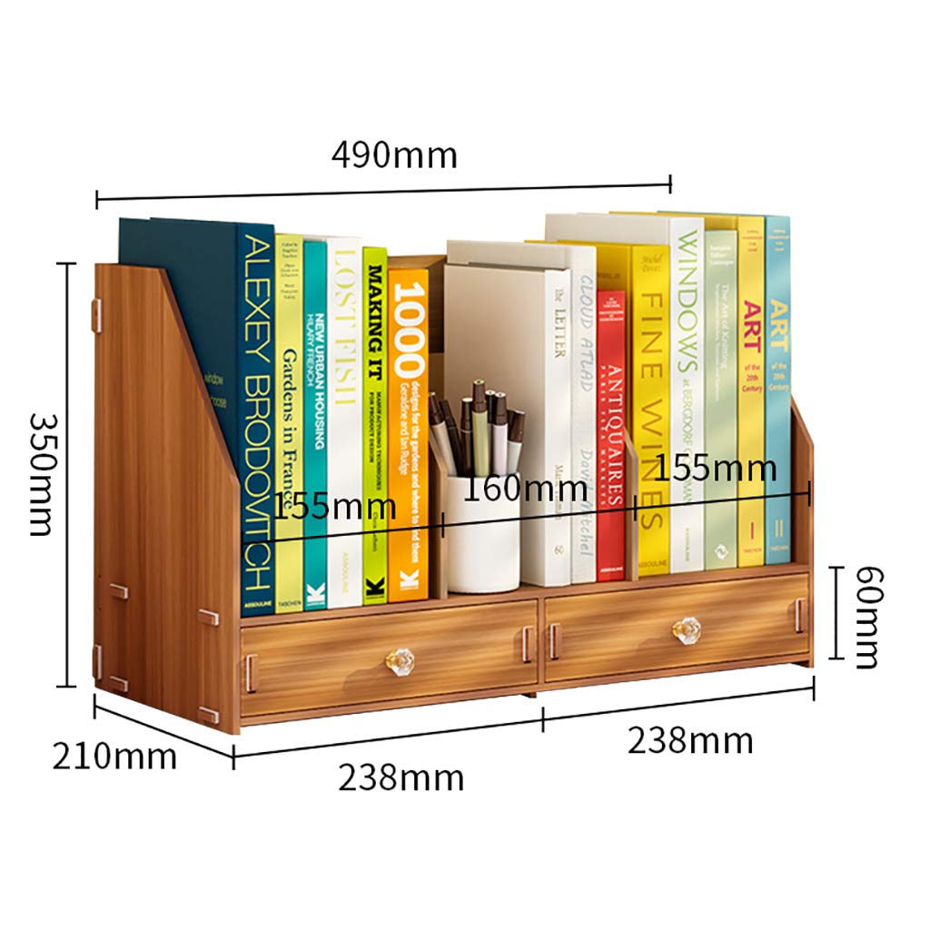 FPigSHS Wooden Desktop Storage Organizer - Multi-Layer Bookshelf, File Shelf, Data Frame & Office Supplies Storage Box for Home & Office Organization (Color: Brown) - Perfect for Books, Documents, Stationery & Office Accessories