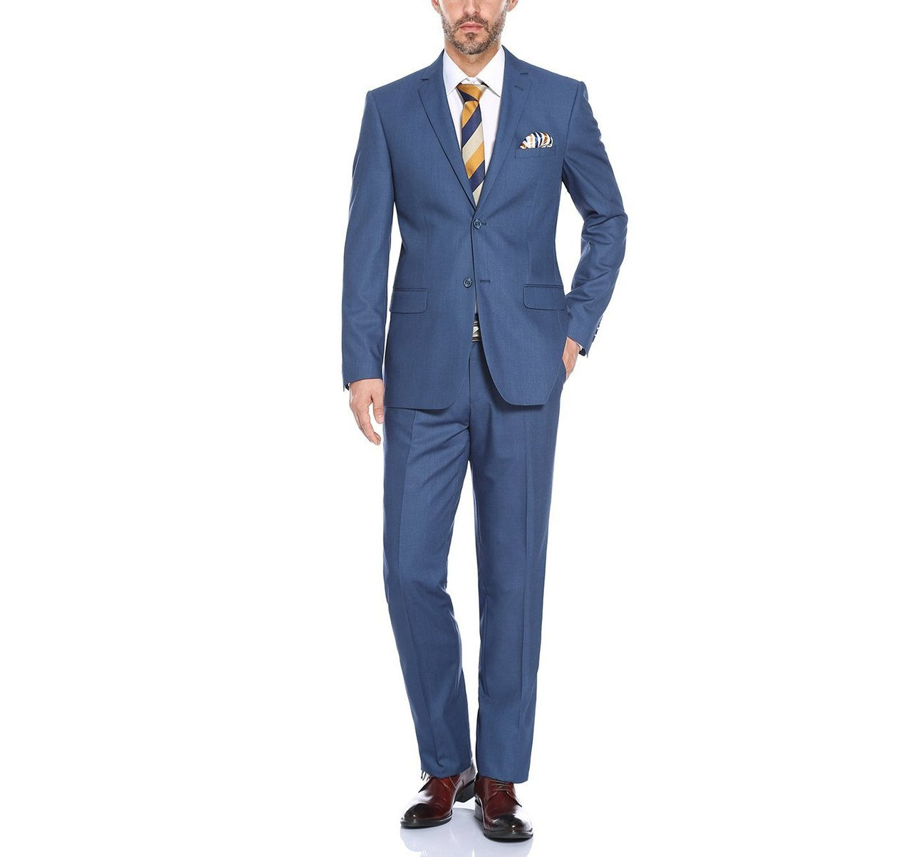 Alessandro Vitello by Renoir 2-Piece Slim Fit Notch Lapel Navy Suit for Men | Business Formal Attire | Perfect for Weddings, Office & Special Occasions