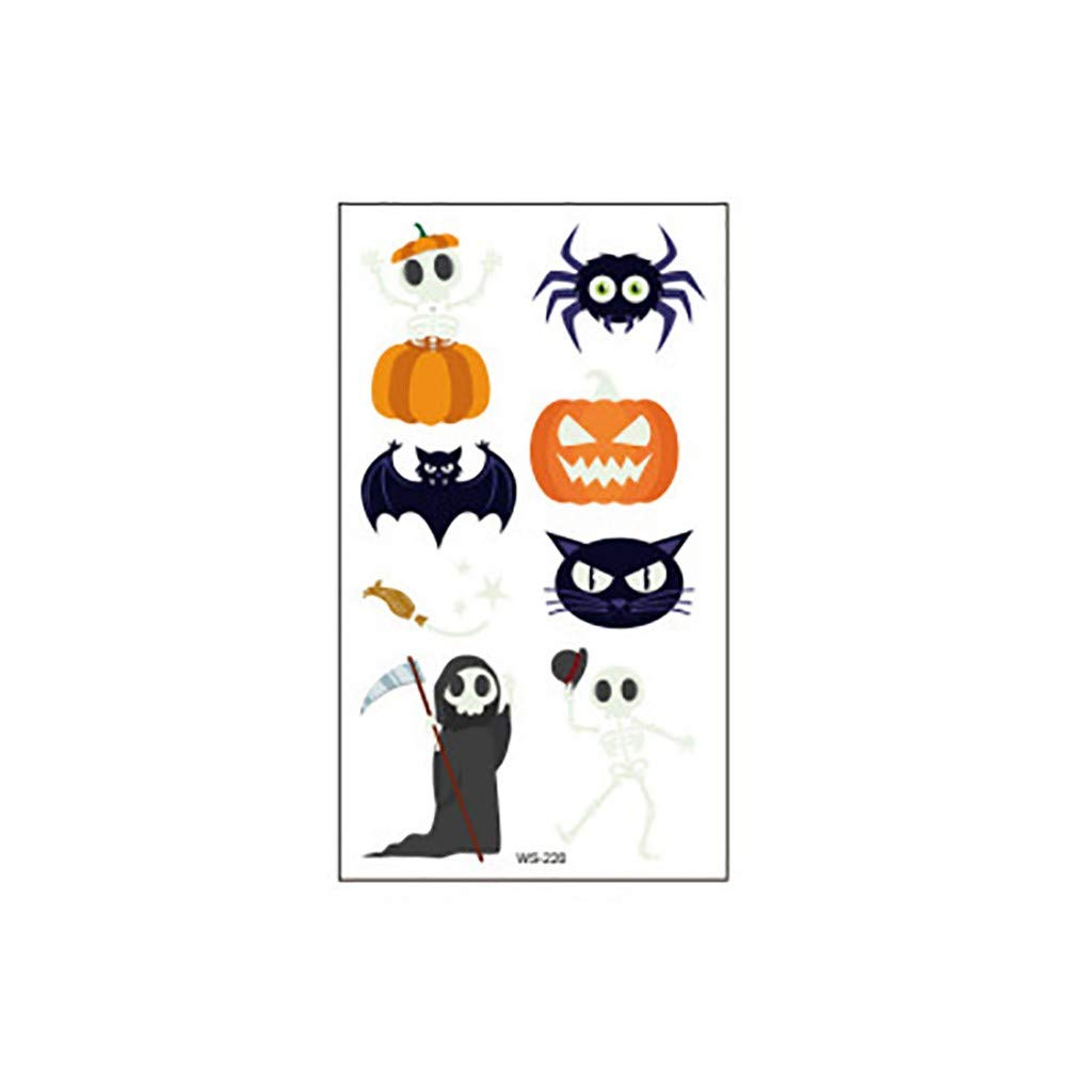 Glow in The Dark Halloween Face & Arm Tattoo Stickers for Kids - Waterproof, Fluorescent, Fun Temporary Body Art for Parties & Costumes