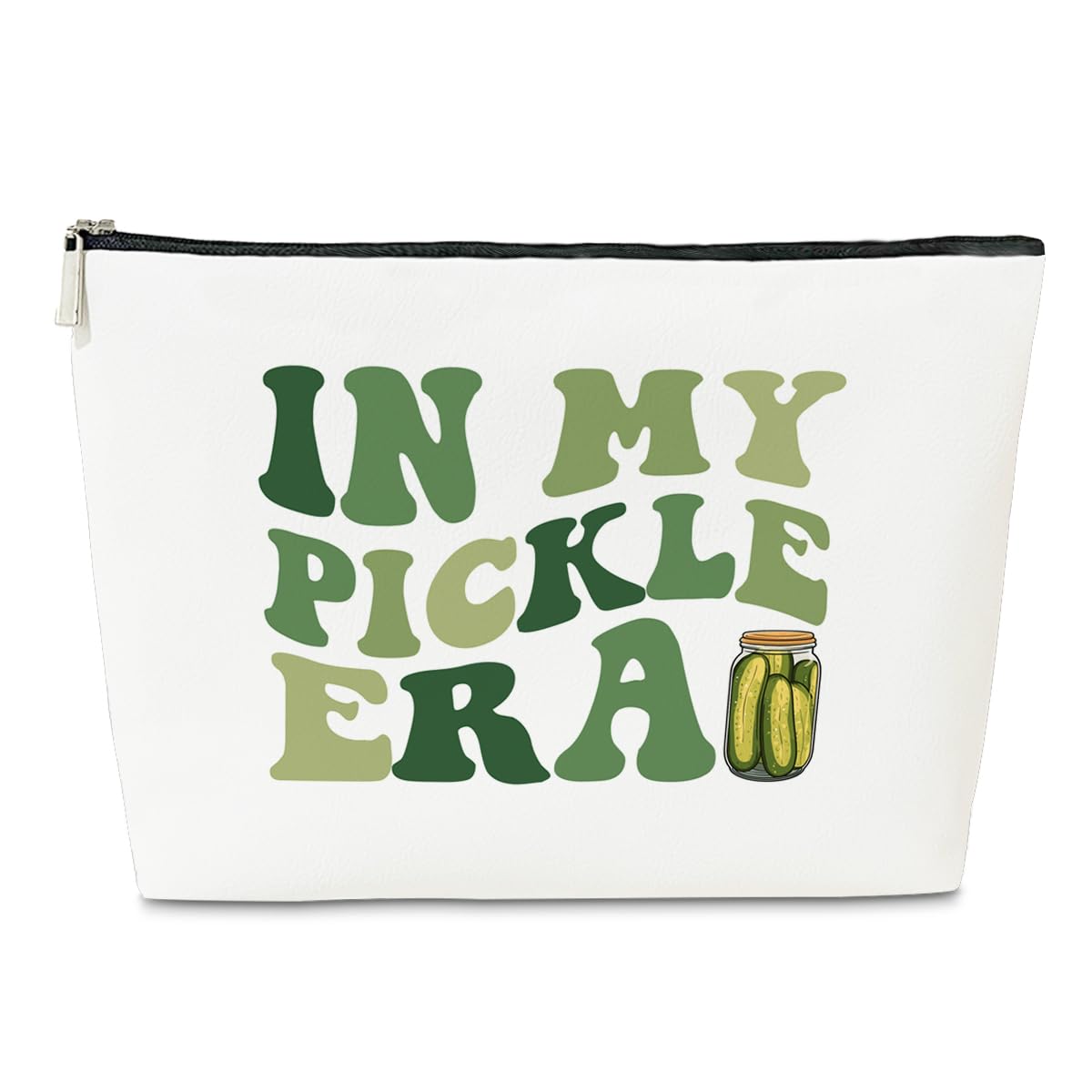 JioJio Chan Funny Pickle-Themed Makeup Bag - PU Leather Cosmetic Pouch for Women | Perfect Gift for Pickle Lovers & Makeup Enthusiasts | Great for Travel, Gym & Everyday Use