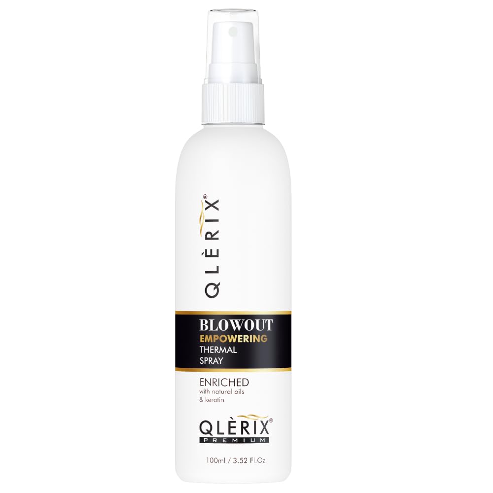 QLERIX Premium Heat Protectant Hair Spray with Keratin & Argan Oil - Sulfate & Paraben Free Blowout & Straightening Styling Spray for Men & Women (100ml) - Perfect for Salon Styling, Daily Hair Care & Heat Tool Protection