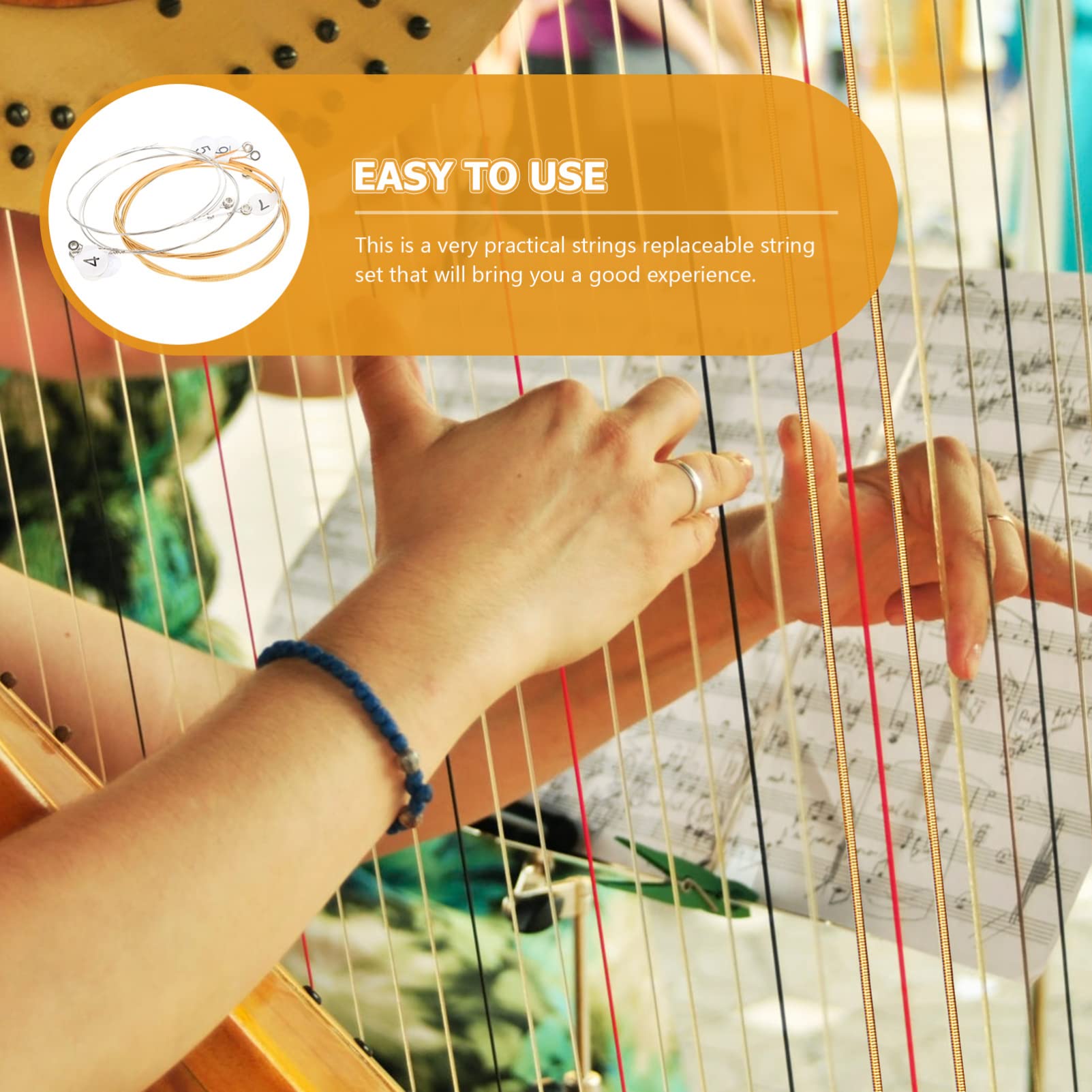 Vaguelly Practical Steel Lyre Harp Strings Kit - Replacement Strings for Lyre Instruments - Perfect for Professional Musicians & Beginners (Ideal for Performances, Practice & Studio Recording)