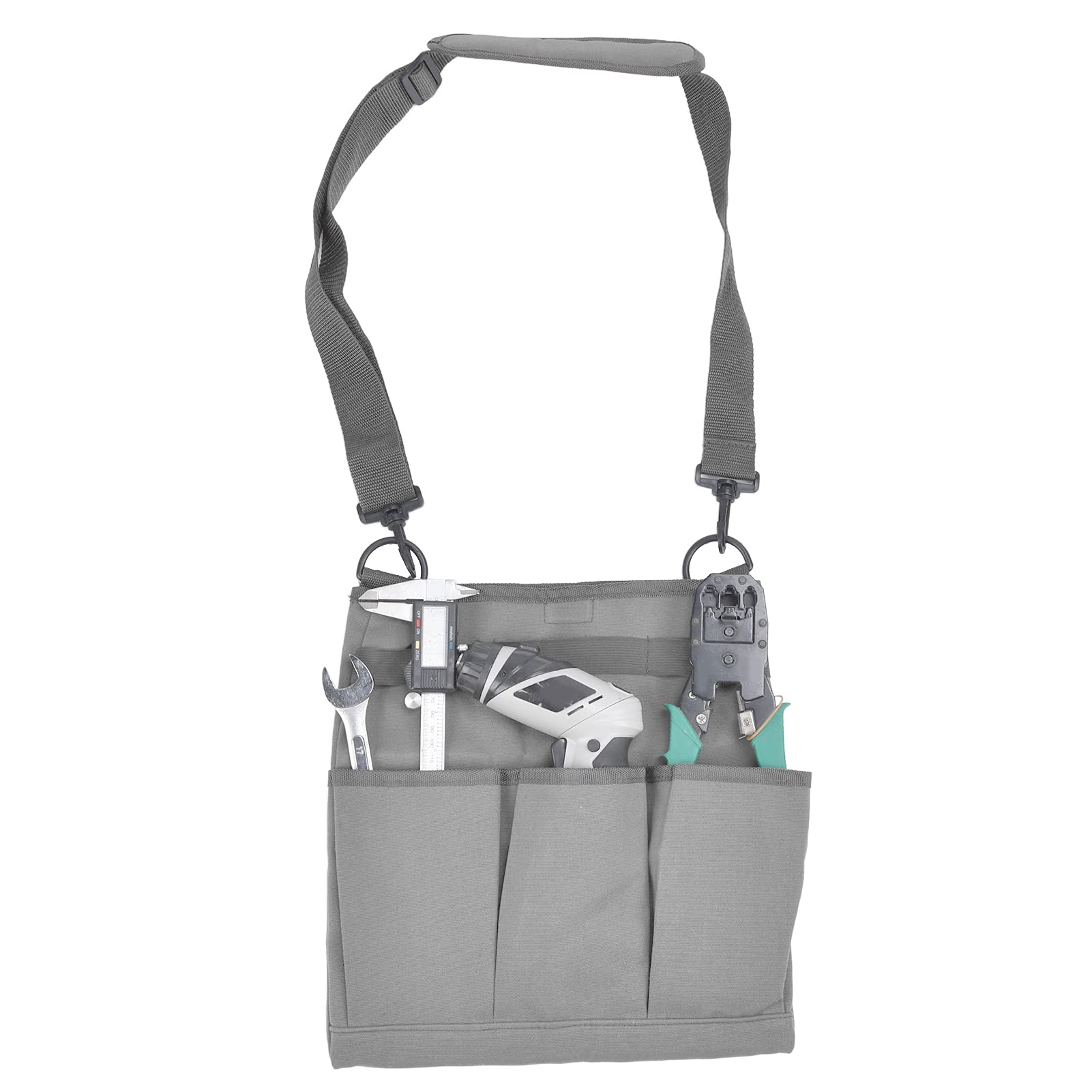Alvinlite Heavy Duty Canvas Gardening Tool Bag with Multiple Pockets - Crossbody Shoulder Storage Organizer for Pruning Shears, Trowels & Garden Tools (Gray) - Perfect for Landscaping, Yard Work & Outdoor Activities