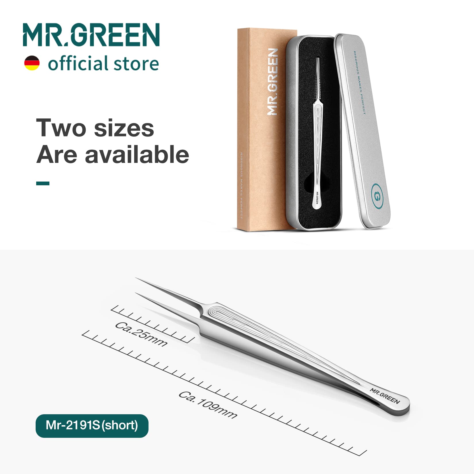 MR.GREEN Ingrown Hair Tweezers - Precision Pointed Tip Stainless Steel Tweezers for Eyebrow Grooming, Splinter Removal, Blackhead & Acne Extraction - Perfect for Travel, Home & Professional Salon Use