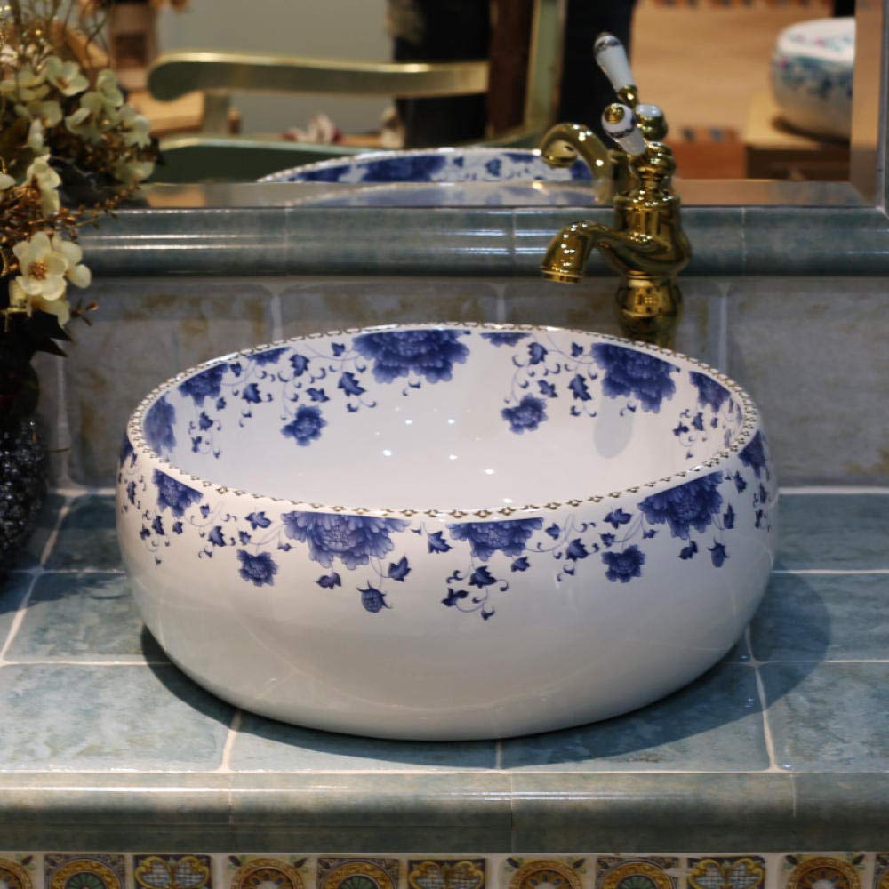 ROLTIN Ceramic Countertop Bathroom Sink - Modern Above Counter Wash Basin for Vanity, Powder Room & Guest Bathroom - Perfect for Small Spaces & Contemporary Homes