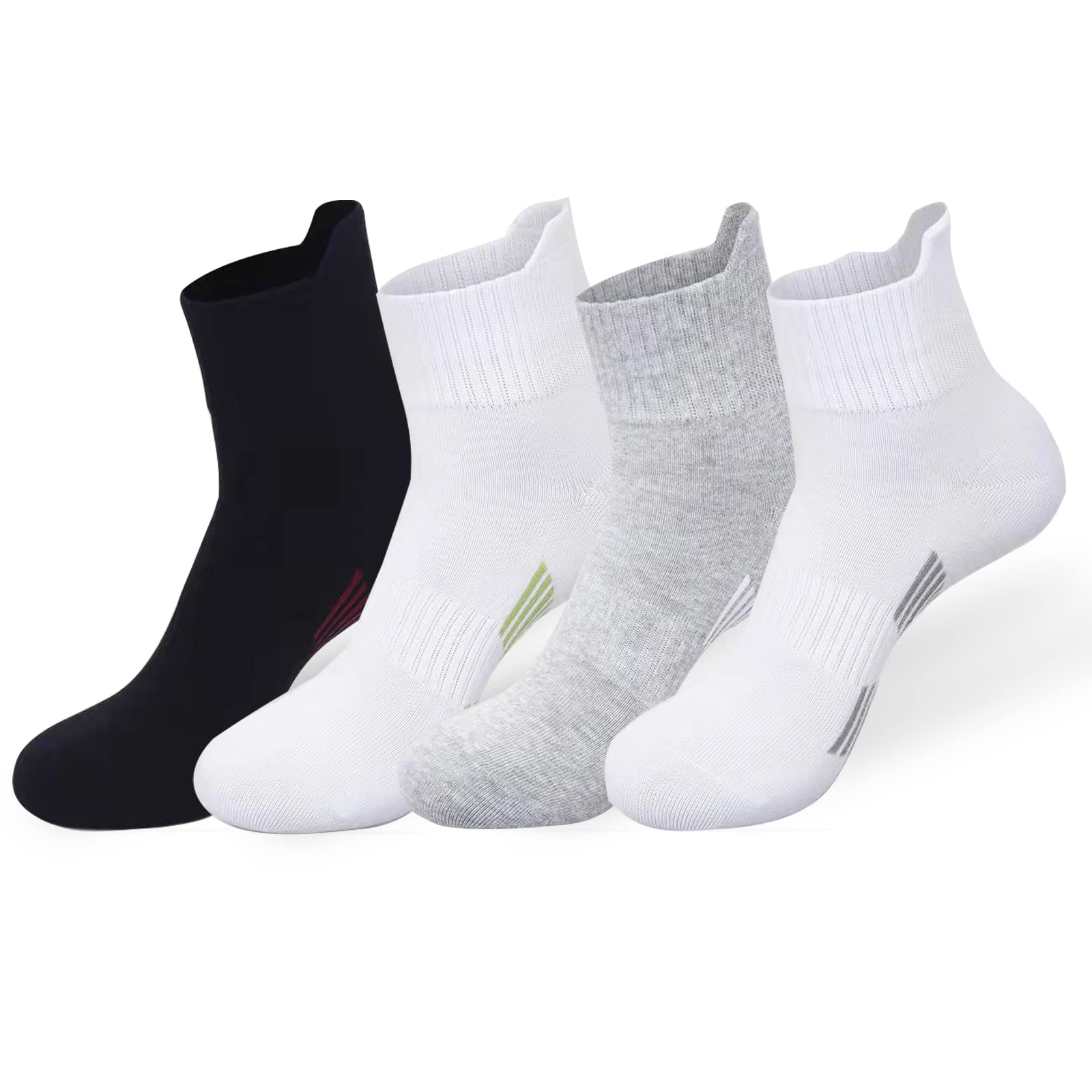 BAYKUORA Men's 100% Cotton Calf Socks - 4 Pack Breathable Mid-Cut Casual Ankle Socks with Cushion for Running, Gym & Daily Wear - Athletic Towel Socks for Comfort & Support