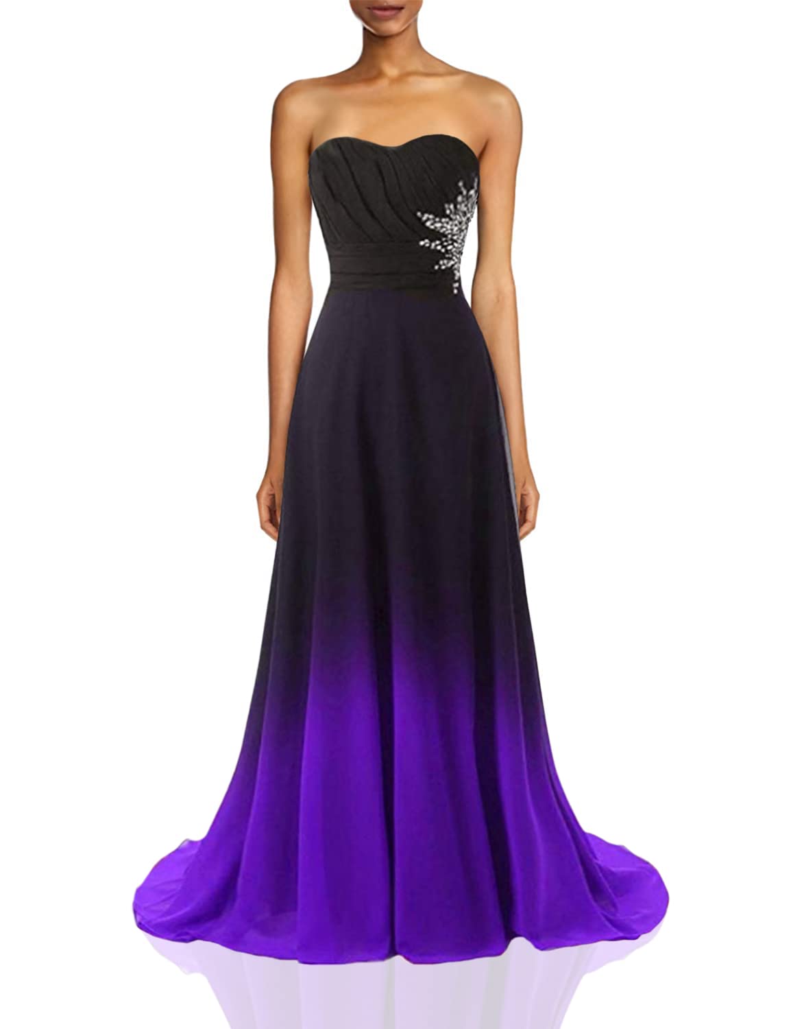 Elegant Beaded Ombre Long Prom Dresses for Women - Gradient Formal Evening Gowns for Wedding, Party & Special Occasions