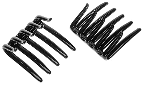 SIOPAWORLD French Juda Crab Hair Clips - 2-Pack Black Interlocking Comb Hair Styling Accessories for Women & Girls | Hair Pins, Bun Clips, Fashion Hair Tools for Updos, Ponytails & Everyday Styling