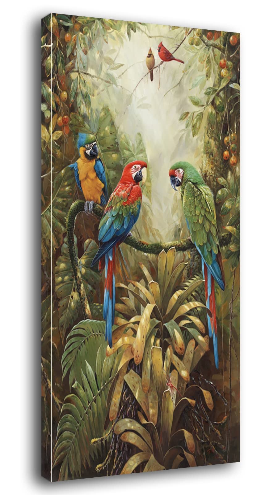 Hitecera Hand Painted Parrot Oil Painting on Canvas - Abstract Wall Art Decor for Living Room, Bedroom, Office - 20x40 Inches (50x100cm) - Perfect for Home Decoration, Housewarming Gift & Interior Design