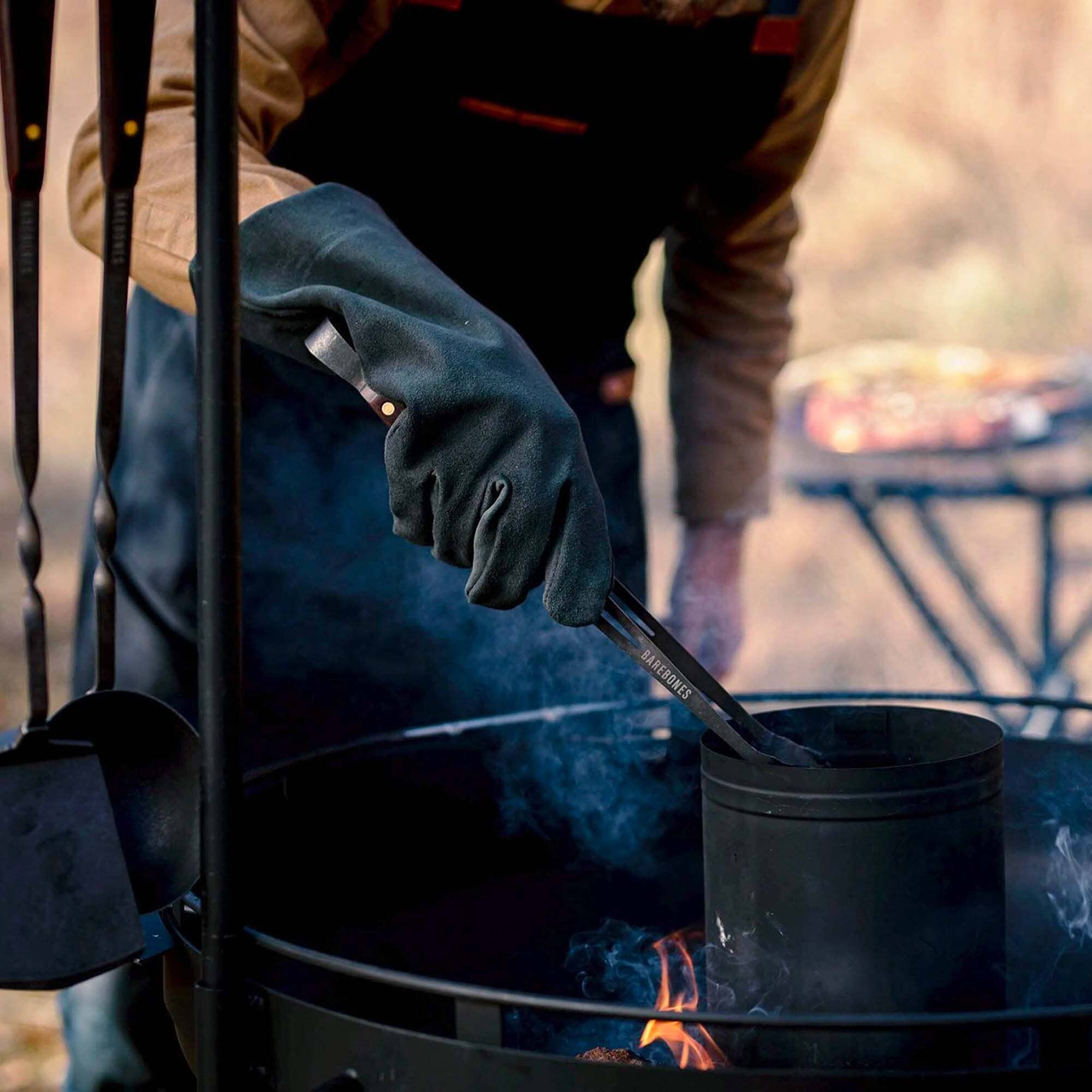 Premium Leather Apron, Heat-Resistant Gloves & BBQ Tongs Set - Perfect for Grilling, Smoking & Outdoor Cooking