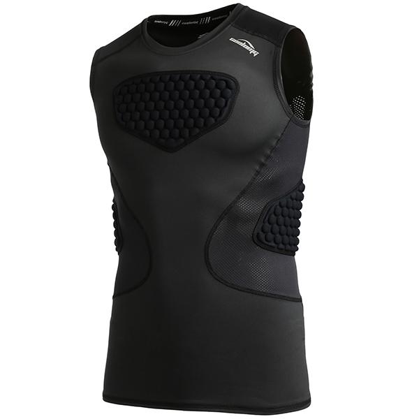 COOLOMG Men's Baseball & Football Padded Compression Shirt - Chest Rib Protector with Sternum Guard for Rugby, Lacrosse & Contact Sports - Breathable Impact Protection for Athletes (Perfect for Training, Games & High-Impact Sports)