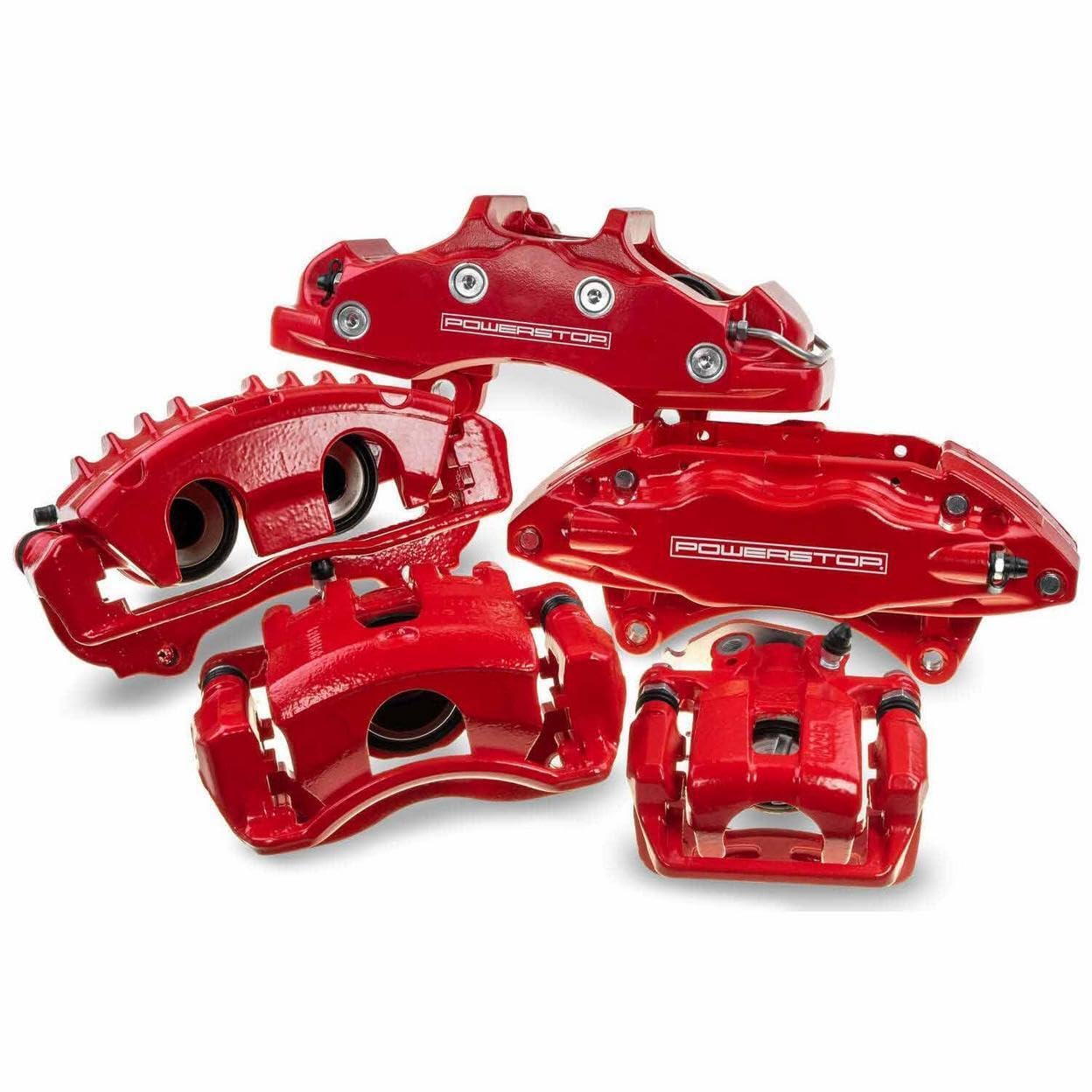 Power Stop S5016 High-Temp Red Powder Coated Brake Calipers - Compatible with Chrysler 300, Dodge Caliber, Challenger, Charger & Magnum - Perfect for Performance Upgrades & High-Speed Driving