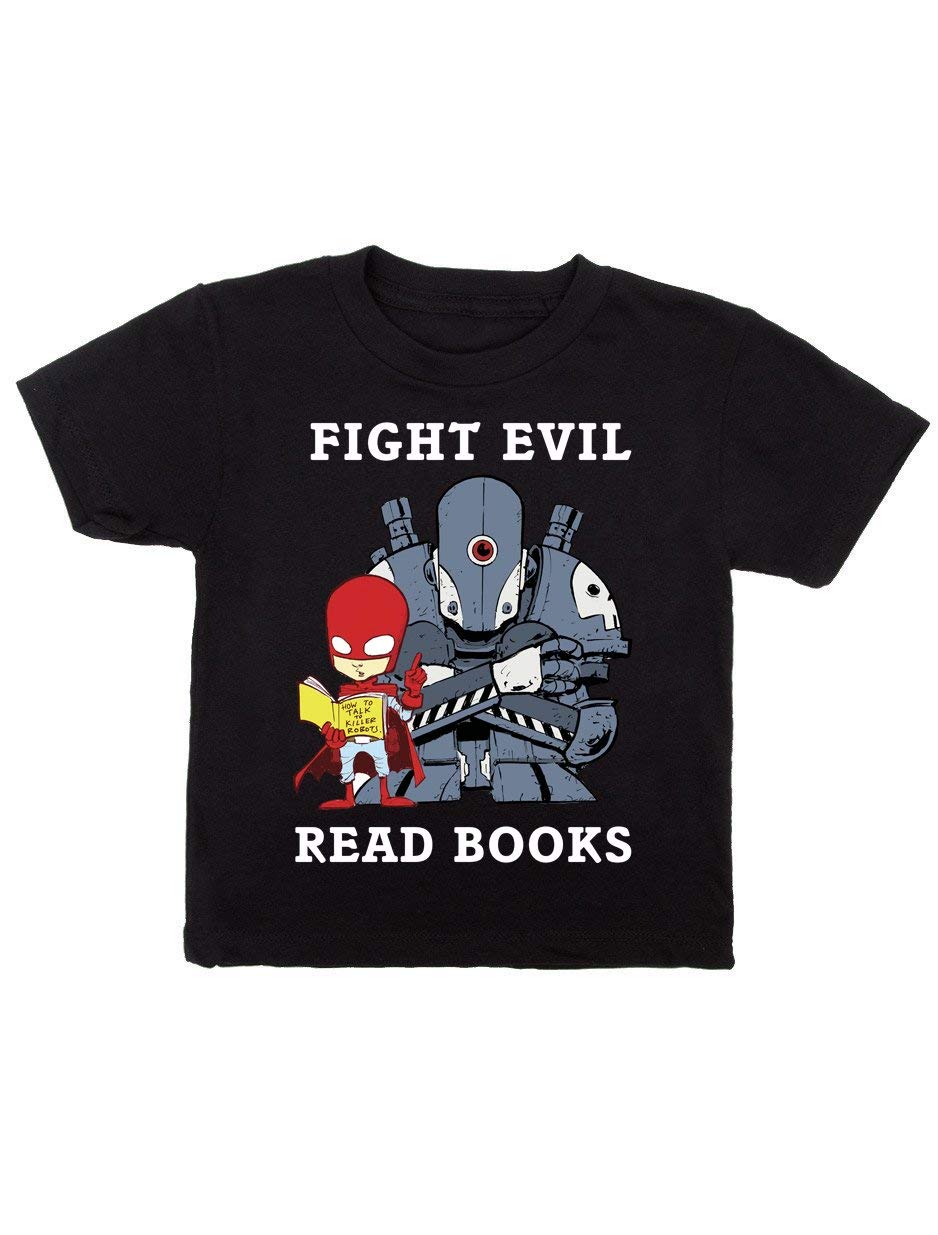 Fight Evil Read Books 2018 Vintage Kids T-Shirt - Soft Cotton Tee for Book Lovers & Reading Enthusiasts - Perfect for School, Library Visits & Bookworm Fashion