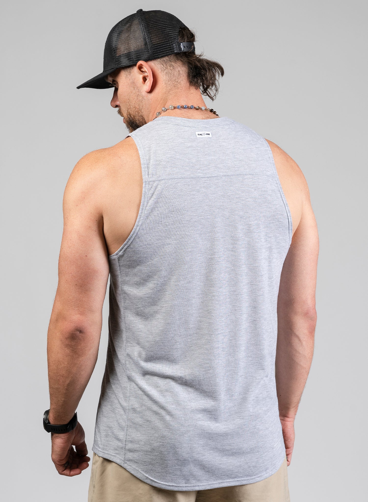 Premium Monogram Tank Top for Women - Soft Grey Cotton Casual Tee - Perfect for Gym, Yoga & Everyday Wear