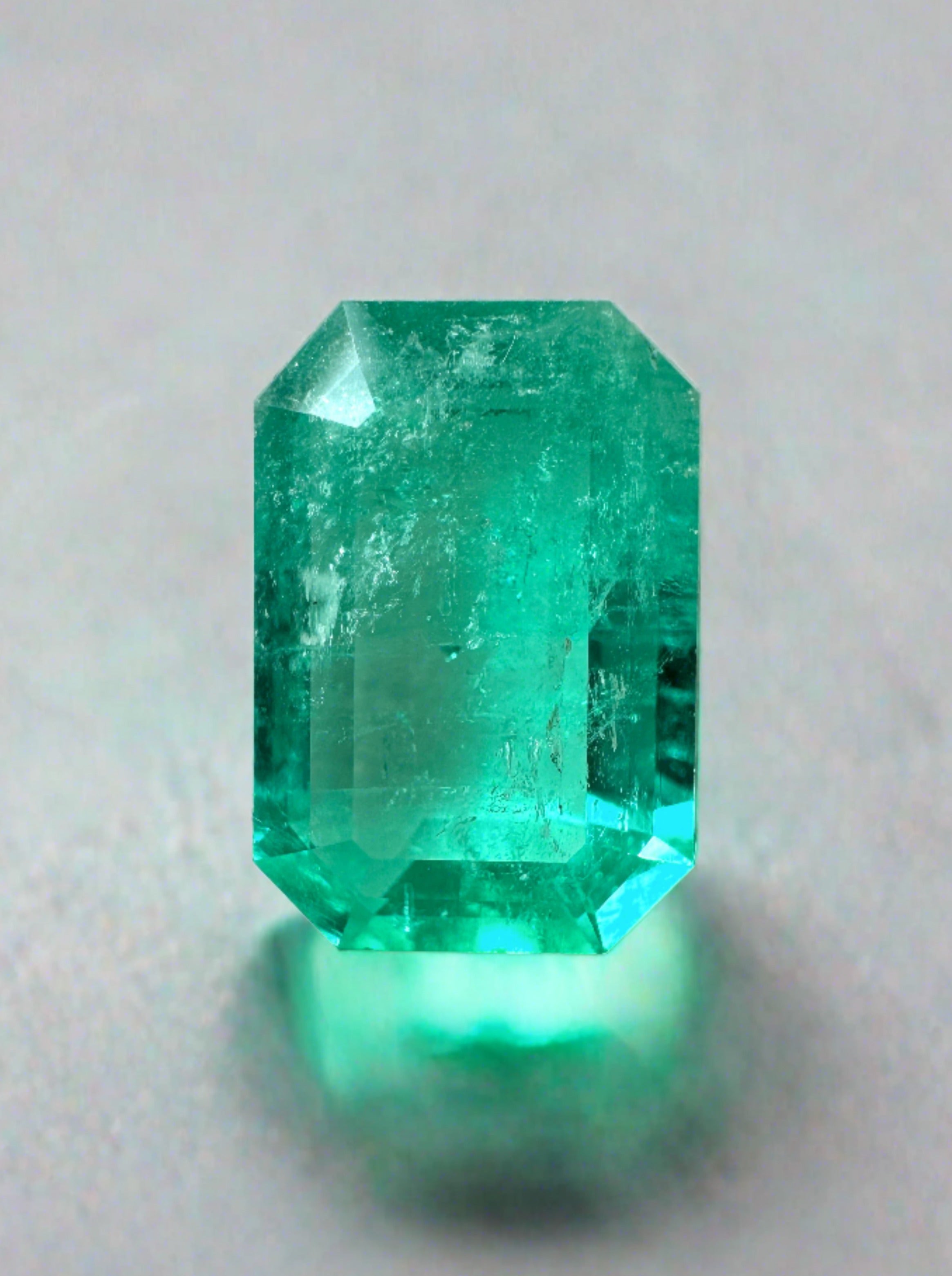 4.89 Carat 13x9mm Loose Natural Green Emerald Cut Gemstone for Jewelry Making - Engagement Rings, Earrings & Necklaces