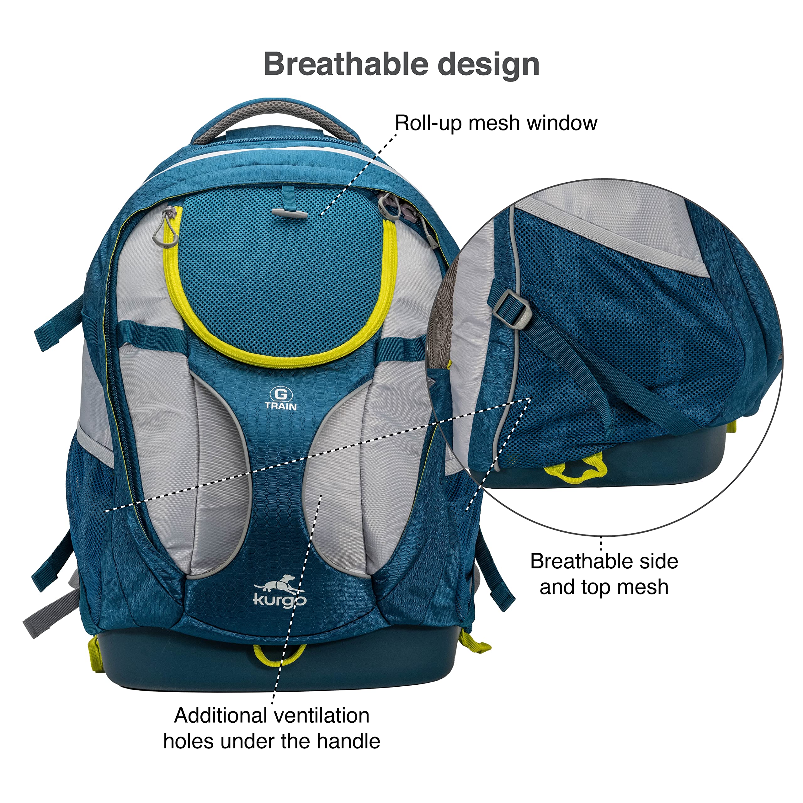 Kurgo G-Train Dog Carrier Backpack for Small Dogs & Cats - Waterproof Pet Travel Backpack for Hiking, Camping, Airplane & Outdoor Adventures - Ink Blue