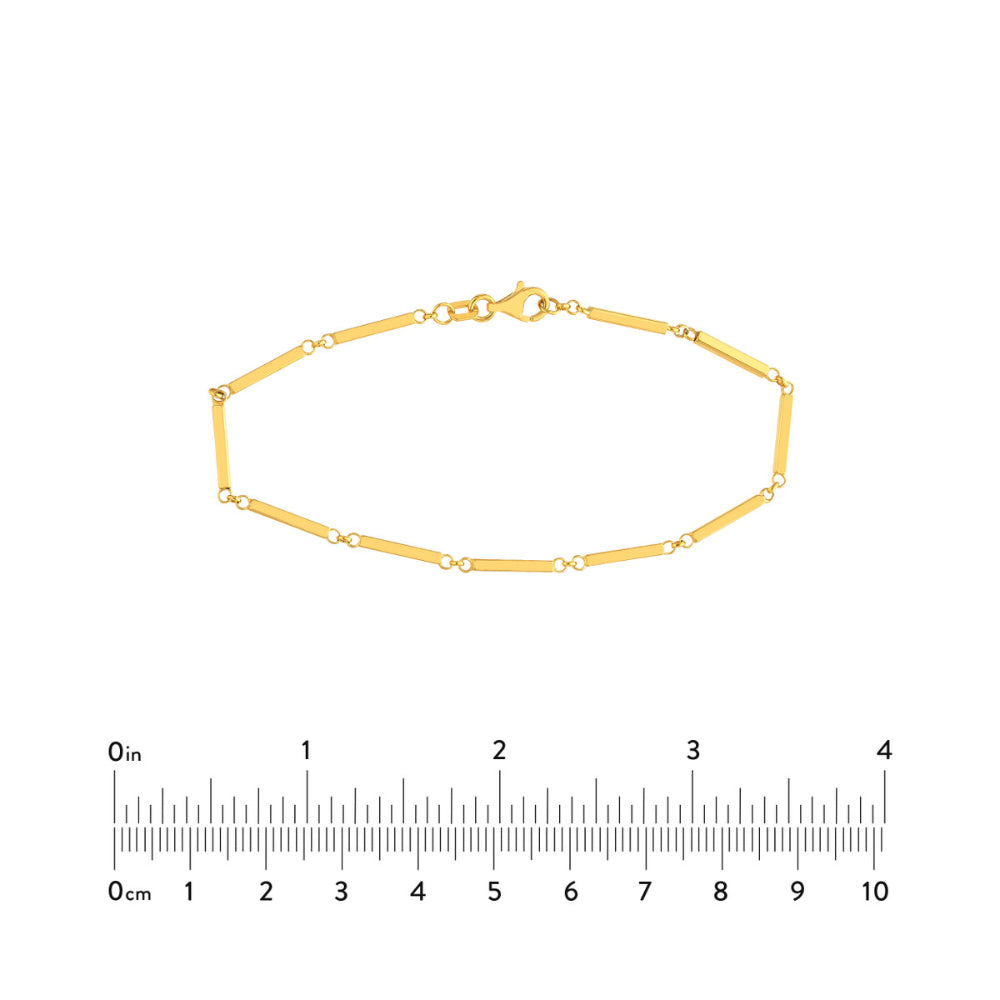14K Gold Bar Station Chain Bracelet for Women - Dainty Minimalist Layering Bracelet - Gift for Her - Perfect for Everyday Wear, Stacking & Special Occasions