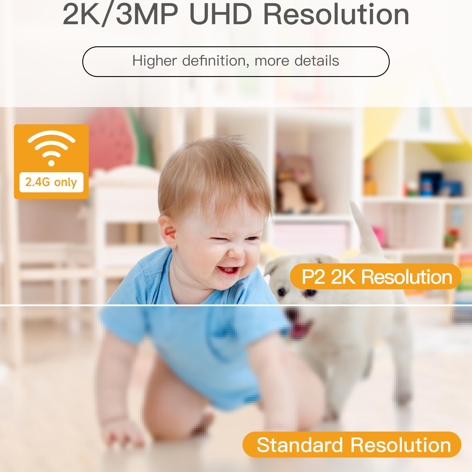 2K 360° View Pet Camera with Phone App - 2 Pack Indoor Security Camera for Baby Monitoring, Motion Tracking, Pan/Tilt, Night Vision & Two-Way Audio - Works with Alexa (2.4G WiFi Only) - Perfect for Home Security, Pet Watching & Baby Care (P2T 2PC)