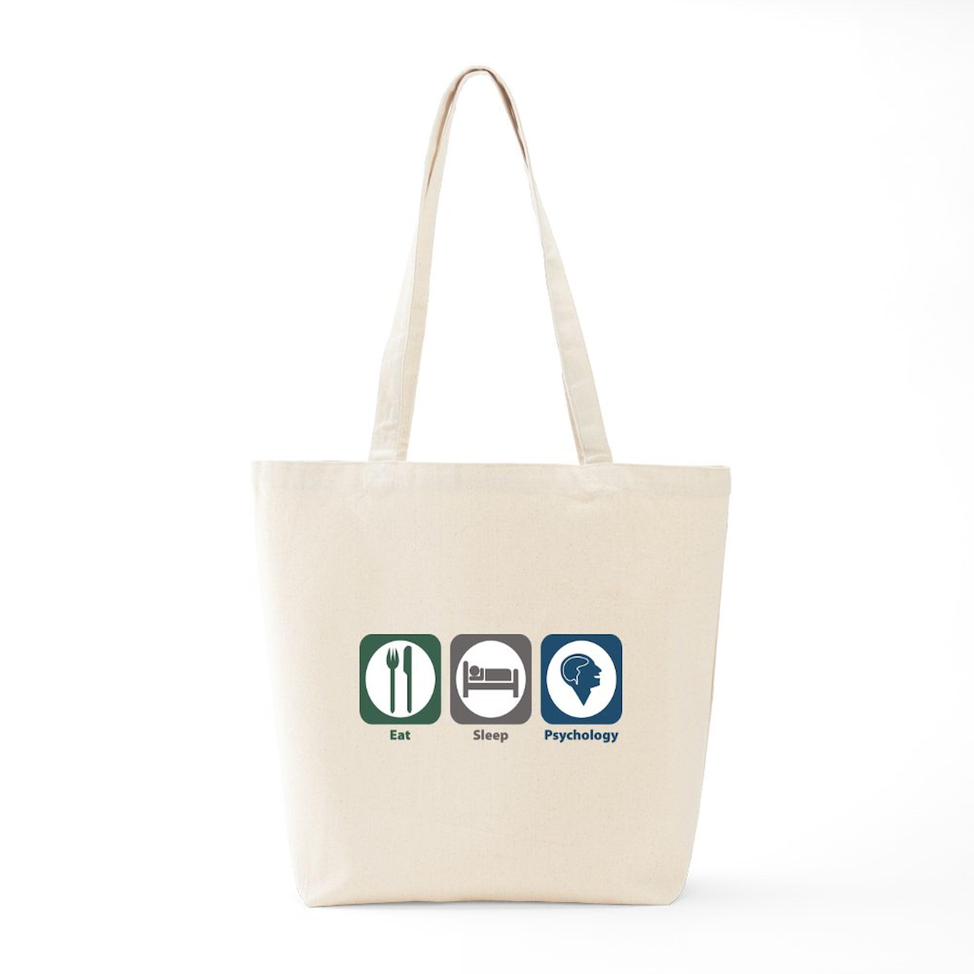 Eat Sleep Psychology Tote Bag - Natural Canvas Reusable Shopping Bag for Students, Therapists & Psychology Lovers - Perfect for School, Work & Grocery Shopping