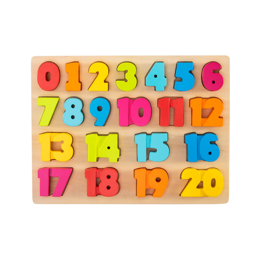 Fat Brain Toys Chunky Number Board 0-20 - Montessori Counting Puzzle for Toddlers Ages 2-3 | Early Math Learning Toy for Preschoolers | Perfect for Homeschooling & Classroom Activities