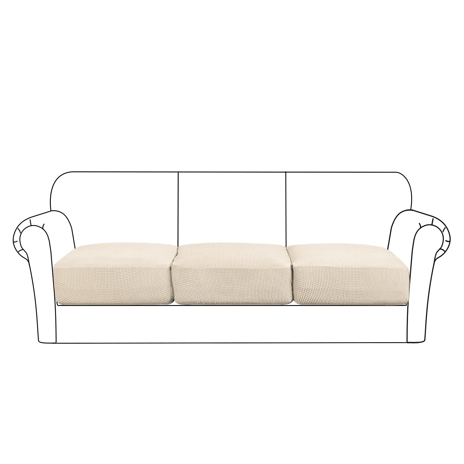 Premium Flamingo P High-Stretch Sofa Cushion Covers - 3-Piece Set with Elastic Bottom, Biscotti Beige - Durable Furniture Protectors for Couches, Sectionals & Living Room Decor