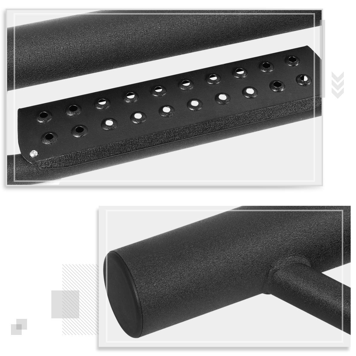 3 Inch Black Steel Round Tube Nerf Bars Side Steps with Drop Step Pads - Compatible with 2005-2021 Toyota Tacoma Crew Cab | Heavy Duty Running Boards for Off-Road & Daily Driving