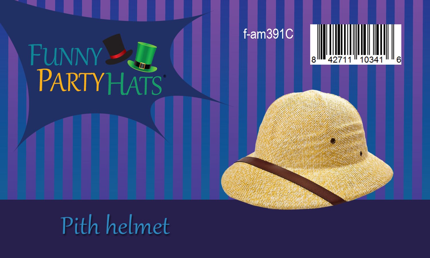 Funny Safari Pith Helmet Hat - Adult Costume Party Hat - French Colonial Beige Sun Hat for Halloween, Cosplay & Jungle Adventure Theme Parties