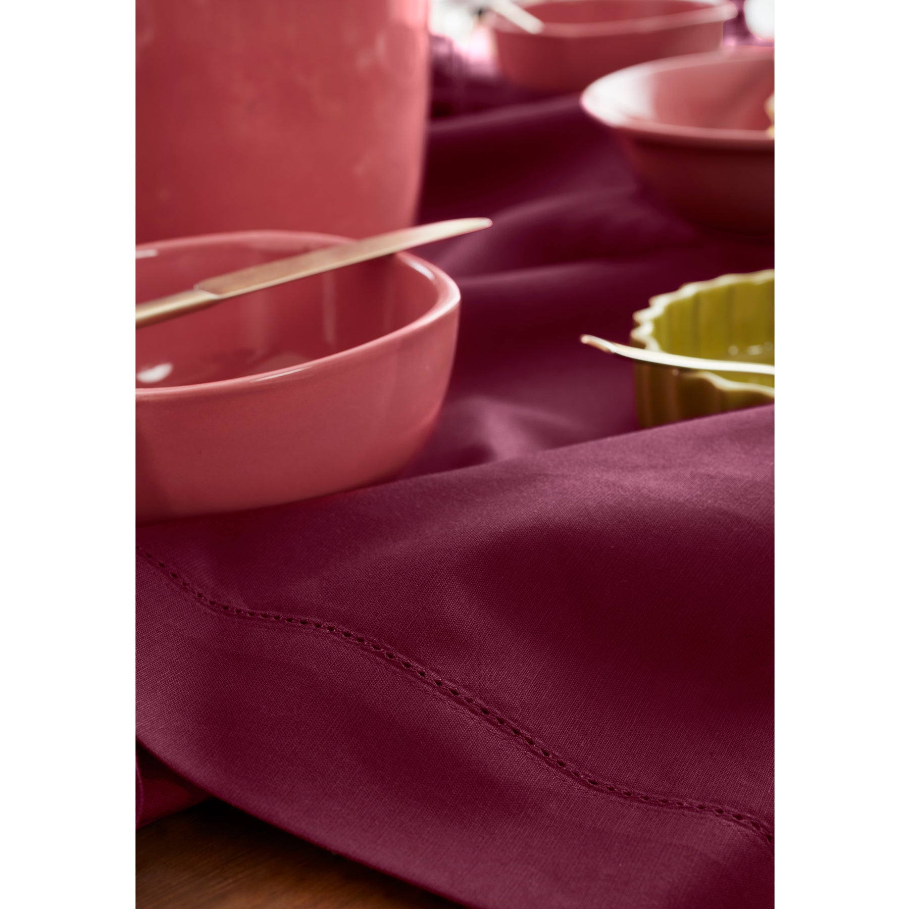 Premium Cotton Linen Hemstitch Table Throw - Elegant Decorative Table Runner for Dining Room, Wedding, Party & Home Decor