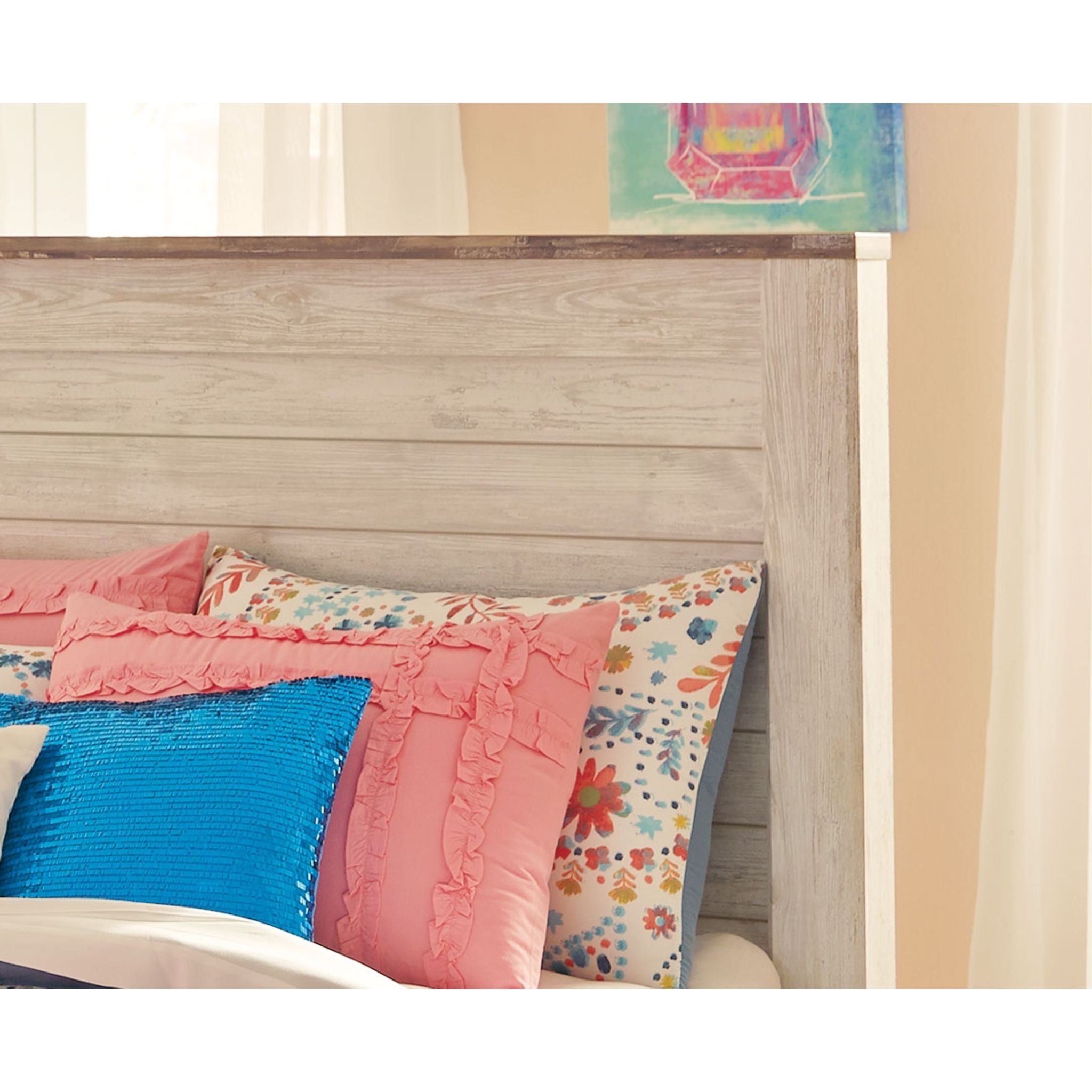 Ashley Trinell Twin Bed Frame with Headboard - Modern Wooden Platform Bed for Kids & Teens - Perfect for Small Bedrooms, Dorm Rooms & Guest Rooms