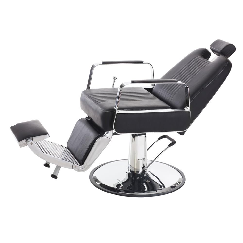 Professional Barber Chair for Hair Stylists - Adjustable Reclining Salon Chair with Swivel Base & Headrest - Heavy Duty Beauty Equipment for Hairdressing, Styling & Shampoo Services - Perfect for Barber Shops, Salons & Spa Businesses